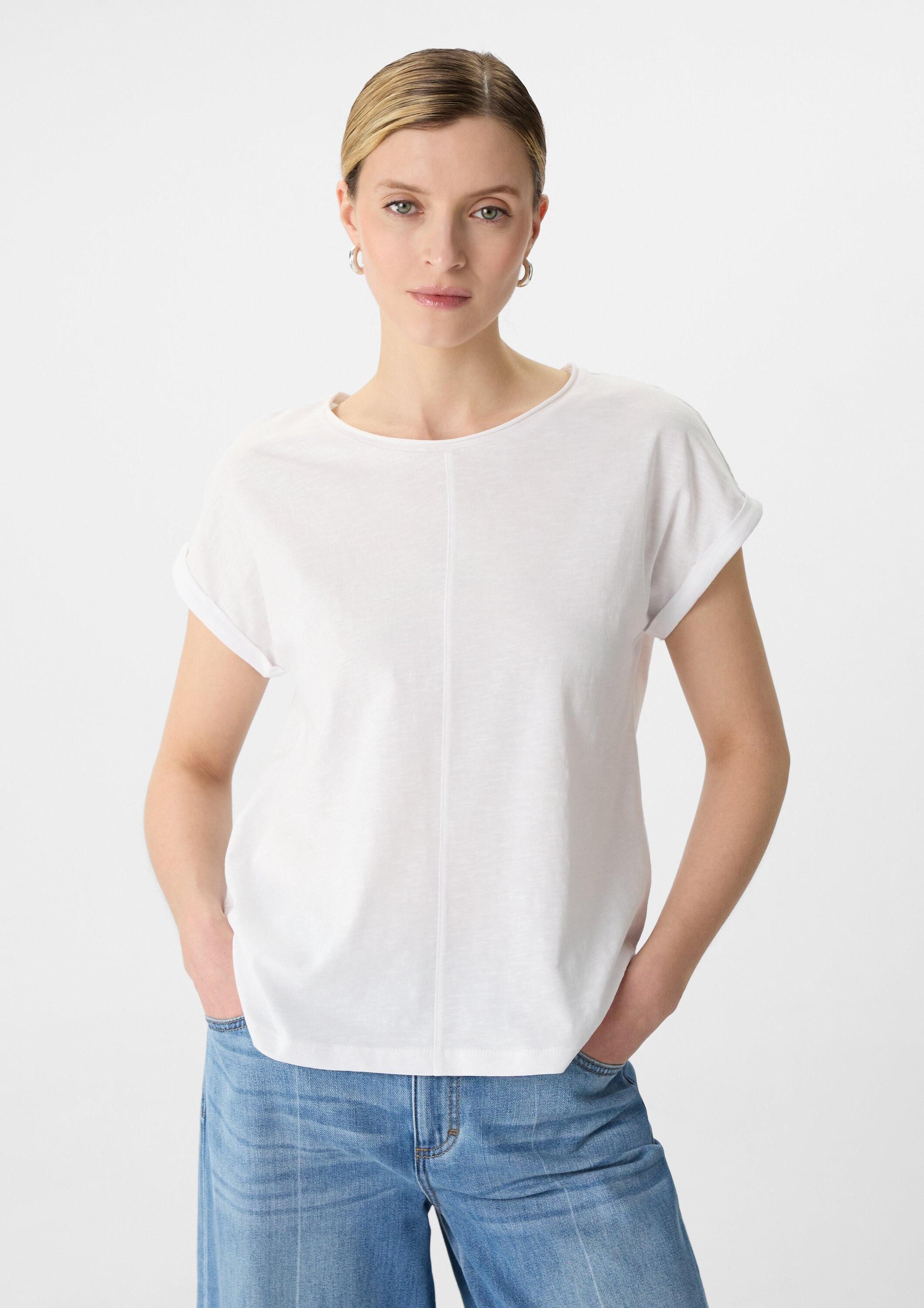 comma Kurzarmshirt T-Shirt Jersey-T-Shirt mit fixiertem Ärmelumschlag günstig online kaufen