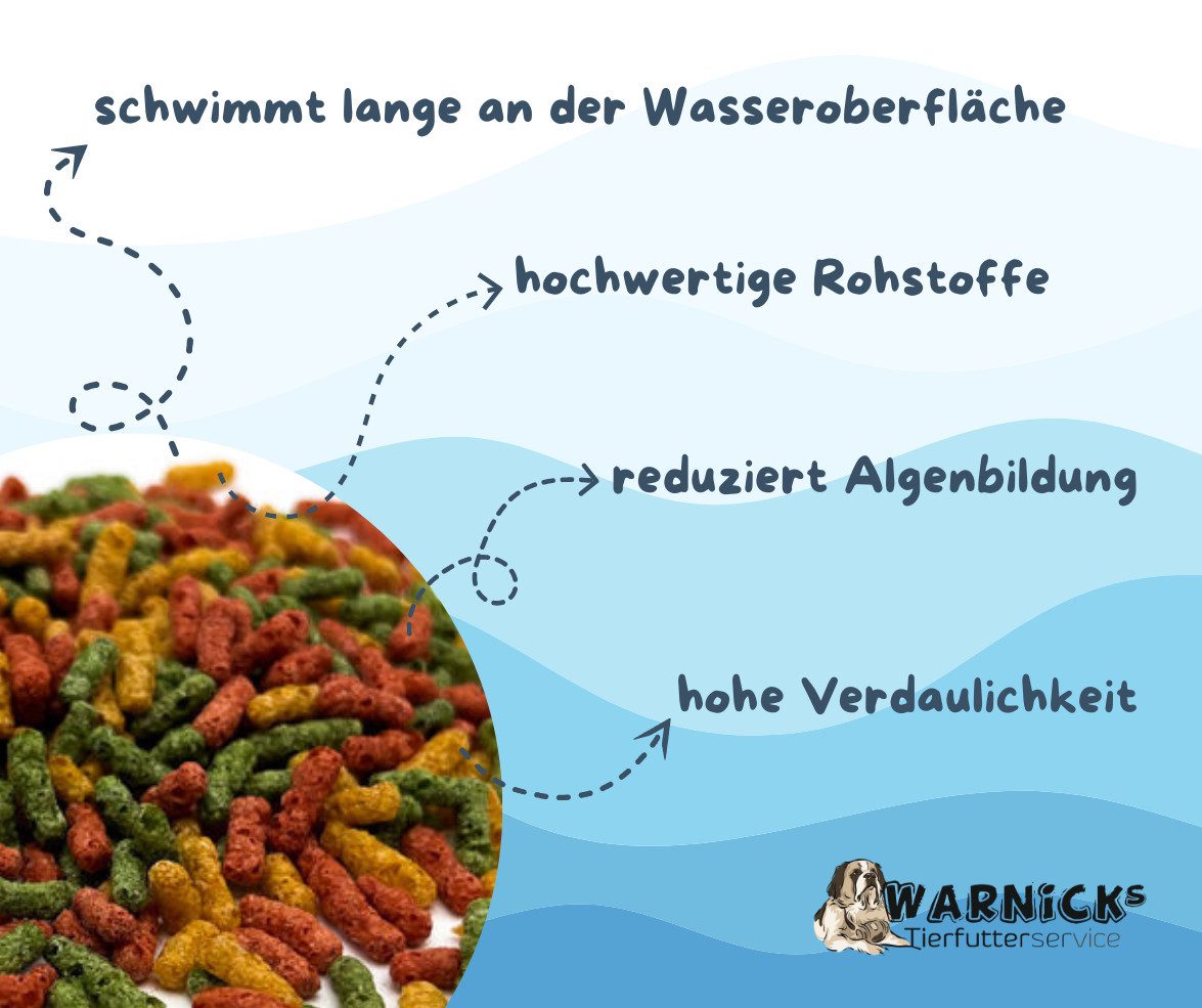 Warnick´s Tierfutterservice Premium Teichsticks 4mm - bunt für Koi´s & andere Zierfische, Alleinfuttermittel für: Koi, Goldfische, andere Teichfische, andere Gartenteichbewohner