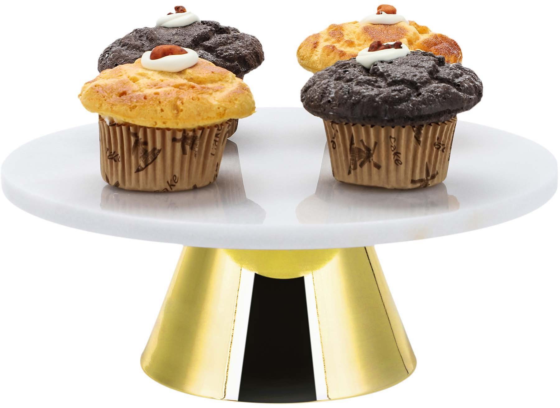 ECHTWERK Tortenplatte Tortenplatte, Edelstahl, Marmor, Tortenständer zum Servieren von Gebäck, Obst, Käse, Dessert