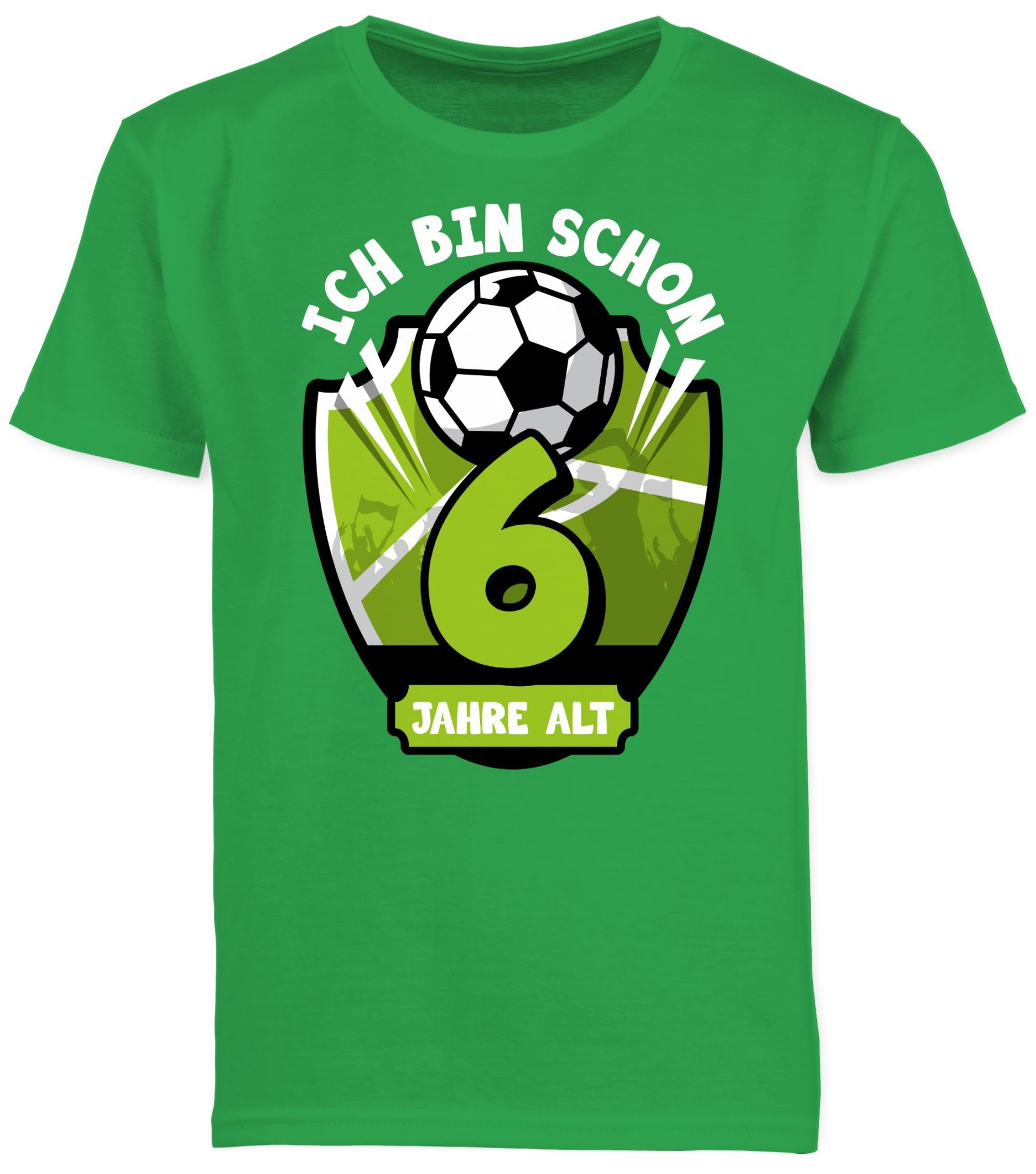 Shirtracer T-Shirt Ich bin sechs Grün alt Fußball Geburtstag 6. Jahre schon 2
