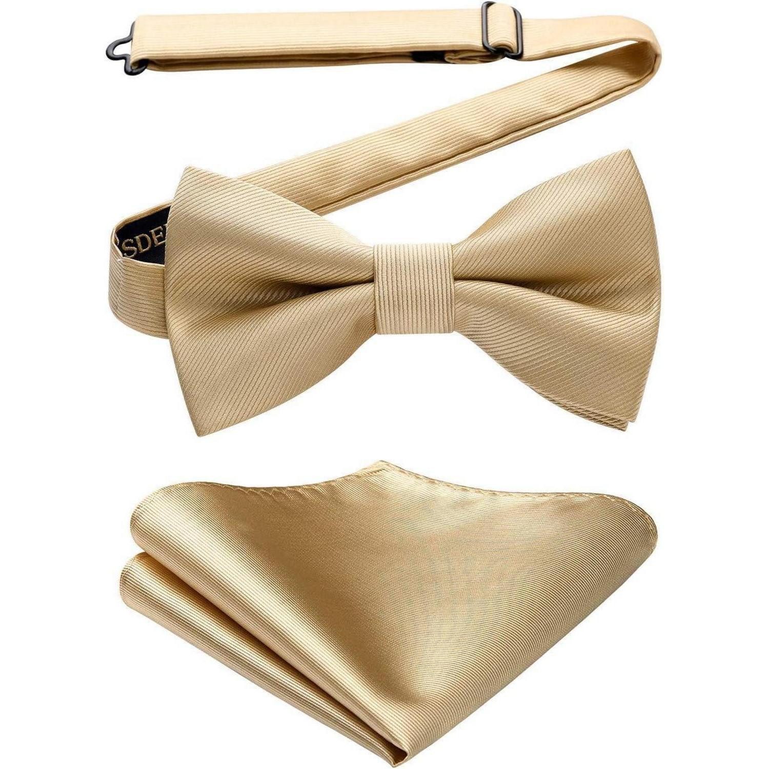 LuxusKollektion Fliege Fliege Vorgebundene Herren Einstecktuch Smoking Hochzeit A1-beige