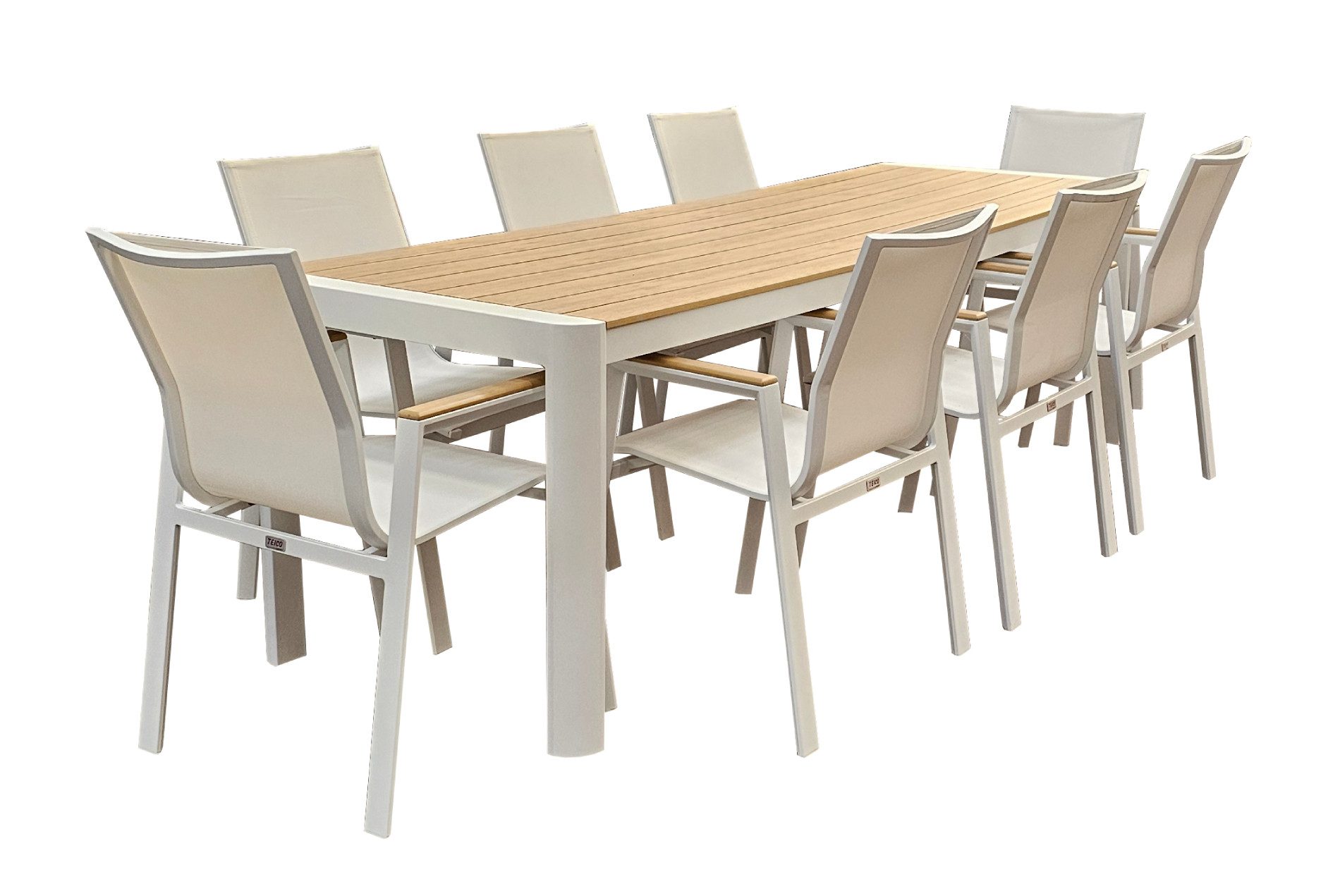 TEICO GROUP Sitzgruppe Terassenmöbel Alu/WPC 9-tlg. Gartengarnitur Gartenset, (9-tlg)