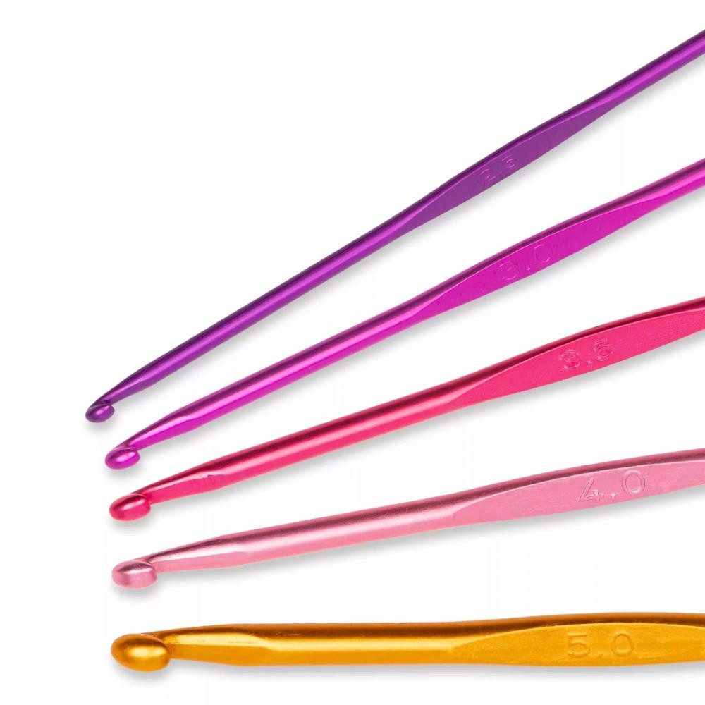 Prym Häkelnadeln - Häkelnadel-Set ALU COLOUR (Stärken 2,5-5,0 mm), 5 St.