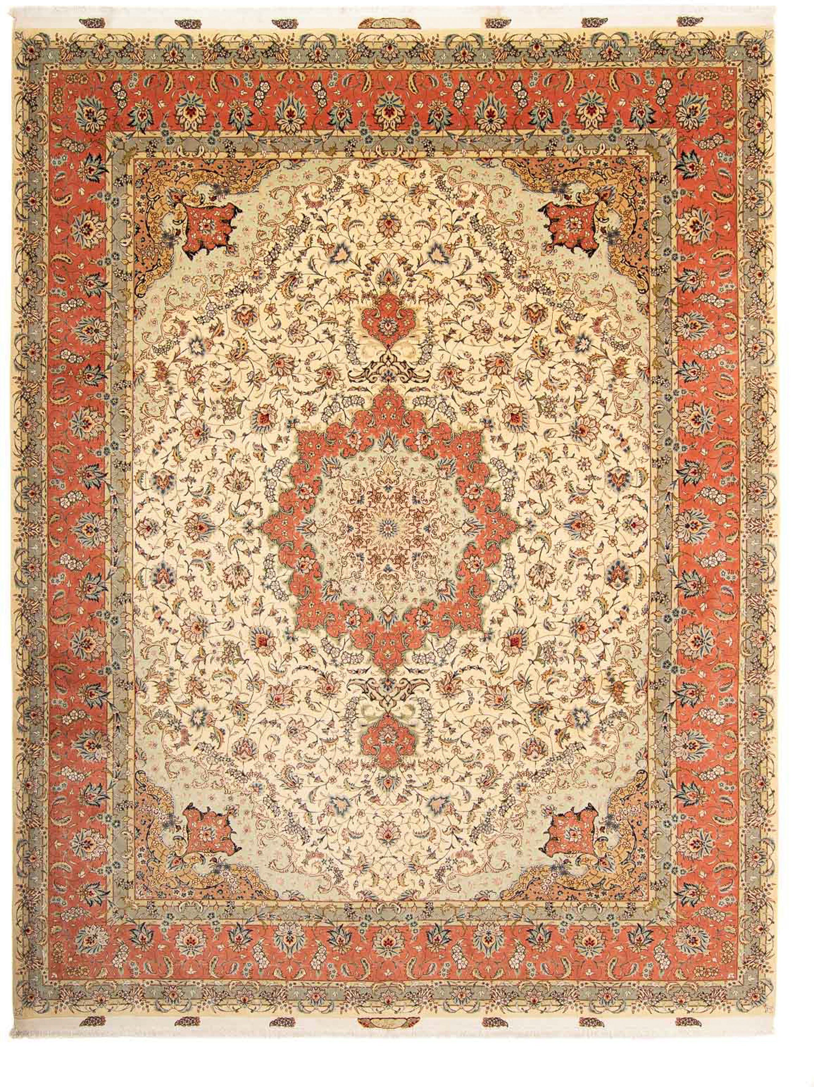 Orientteppich Perser - Täbriz - 307 cm Royal Wohnzimmer, x rechteckig, 387 7 mit mm, braun, - Höhe: Zertifikat morgenland, - Einzelstück Handgeknüpft
