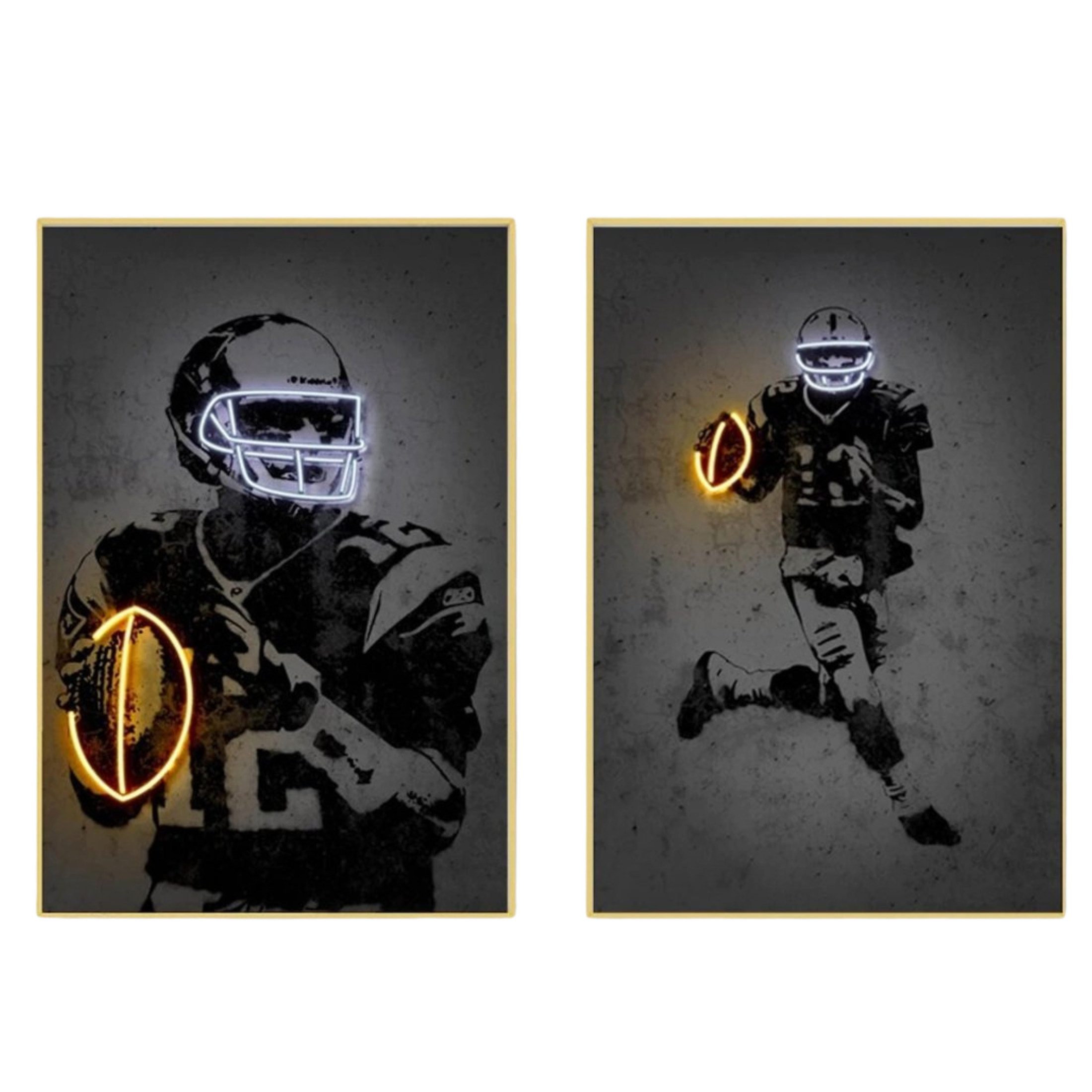 JUSTGOODMOOD Poster Football Spieler mit Neon leuchtenden Ball und Helm als Deko Print ohn, B (1 St)
