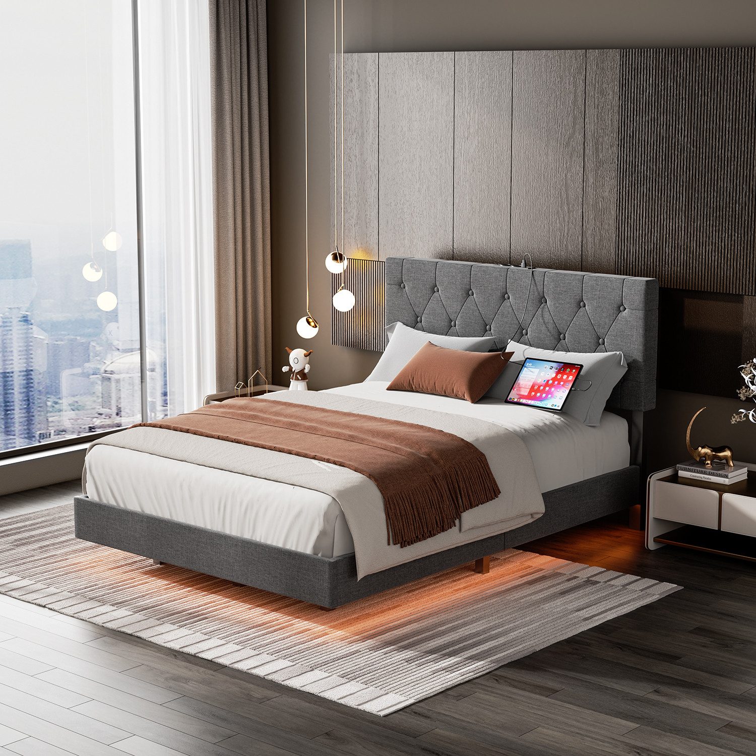 OULENBIYAR Bettgestell Doppelbett 140x200cm, Visuell Schwebendes günstig online kaufen