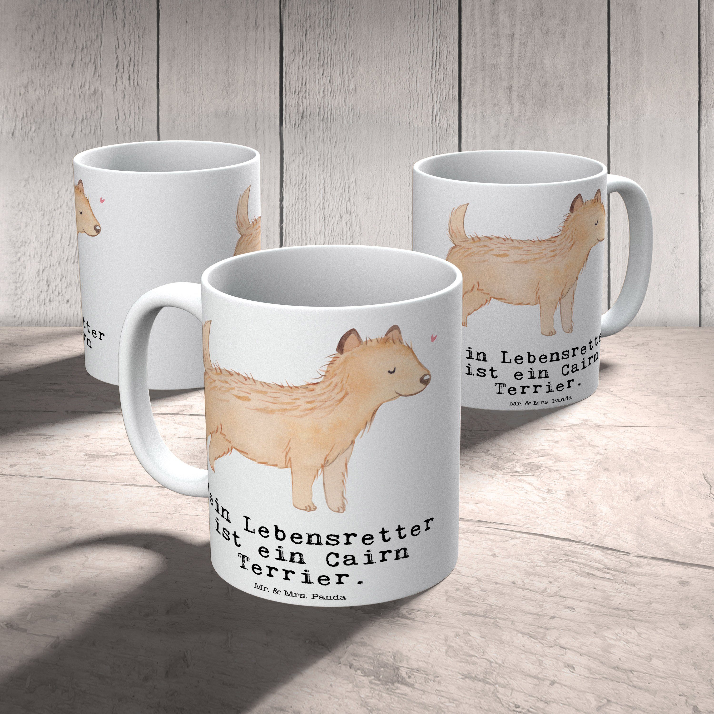 Panda - Geschenk, Lebensretter Weiß & Tasse Terrier Kaffeebec, Cairn - Mrs. Mr. Keramik Keramiktasse,