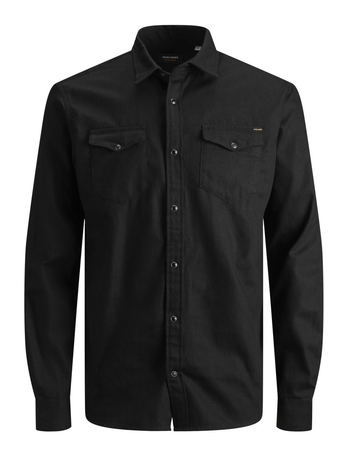 Jack & Jones Langarmhemd Hemd Shirt Longsleeve Hemd Jeanshemd JJ SHERIDAN (1-tlg) Black Denim