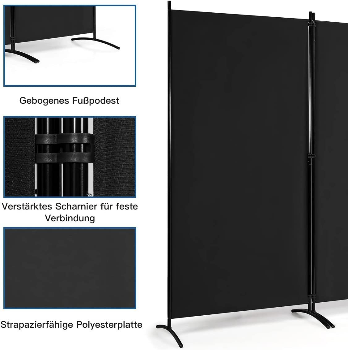 COSTWAY Paravent (3 St), mit verstellbaren Untersetzern, 260 x 183cm