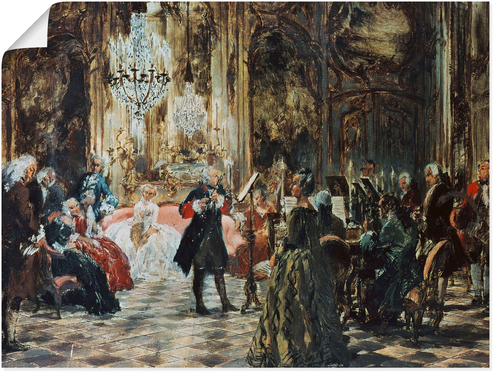 Artland Wandbild Flötenkonzert Friedrich des Großen., Orchester & Bands (1 St), als Leinwandbild, Wandaufkleber oder Poster in versch. Größen
