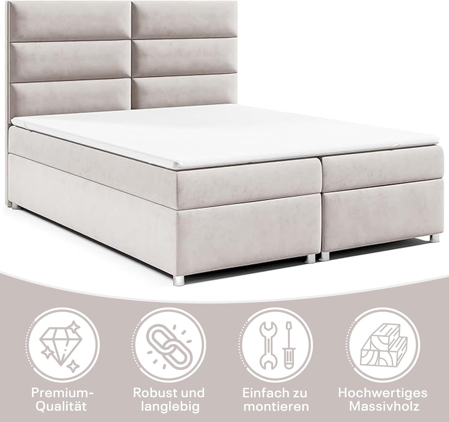 Best for Home Boxspringbett Trinity K-4 mit Stauraum & 7-Zonen Komfort – modern & ergonomisch (Komplett-Set, 1-St., 140x200 160x200 180x200 200x200 cm), Handwerksqualität, TOP Preis-Leistungs-Verhältnis