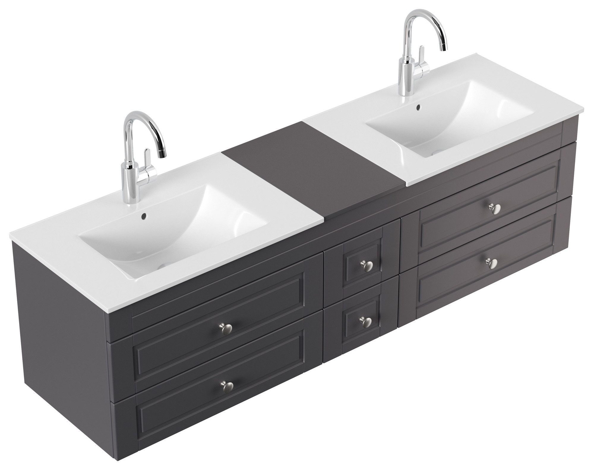 Magnolia Home Waschtisch Badmöbel Milano XL Cottage Doppel-Waschbecken SoftClose anthrazit