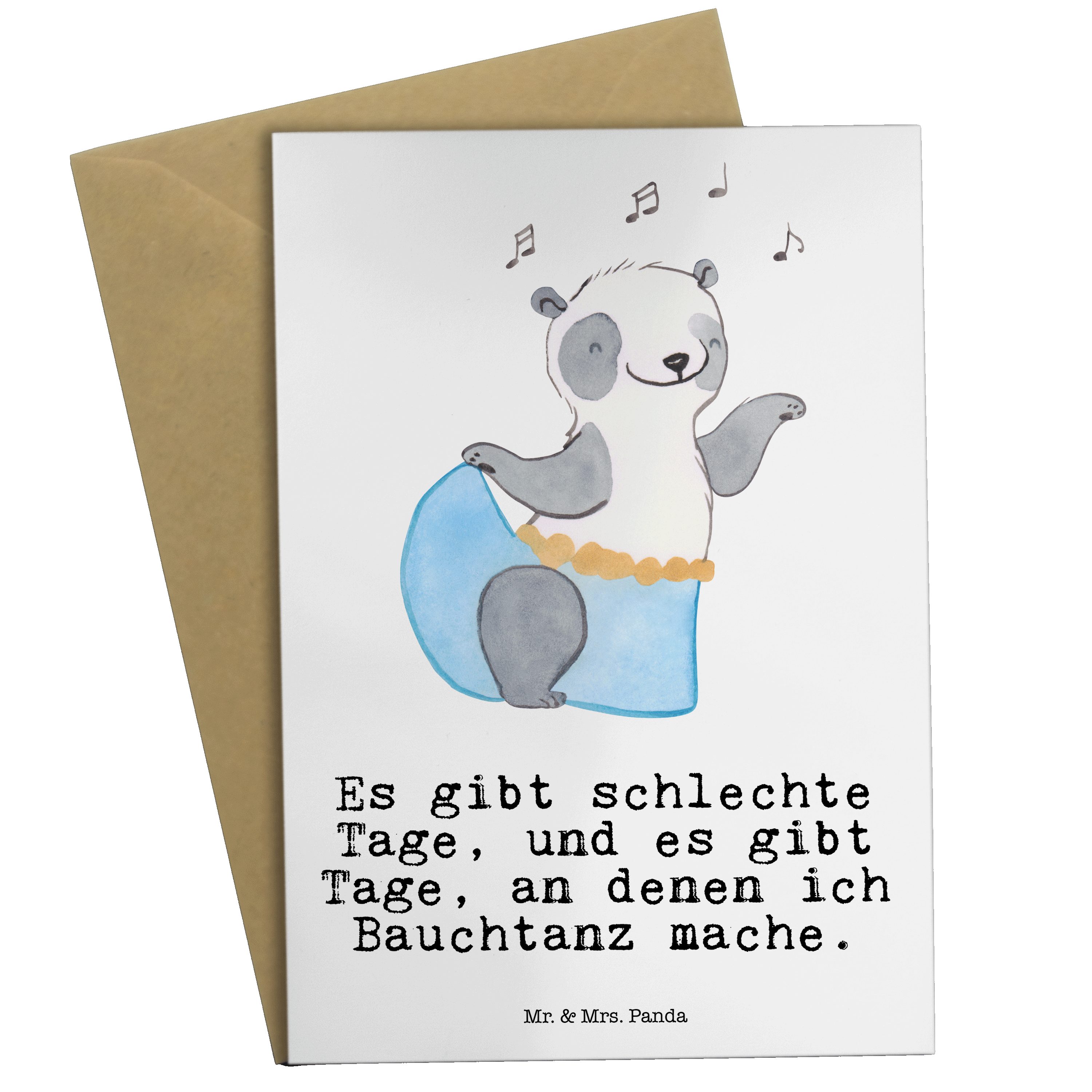 Mr. & Mrs. Panda Grußkarte Panda Bauchtanz Tage - Weiß - Geschenk, Karte, Einladungskarte, Tanze