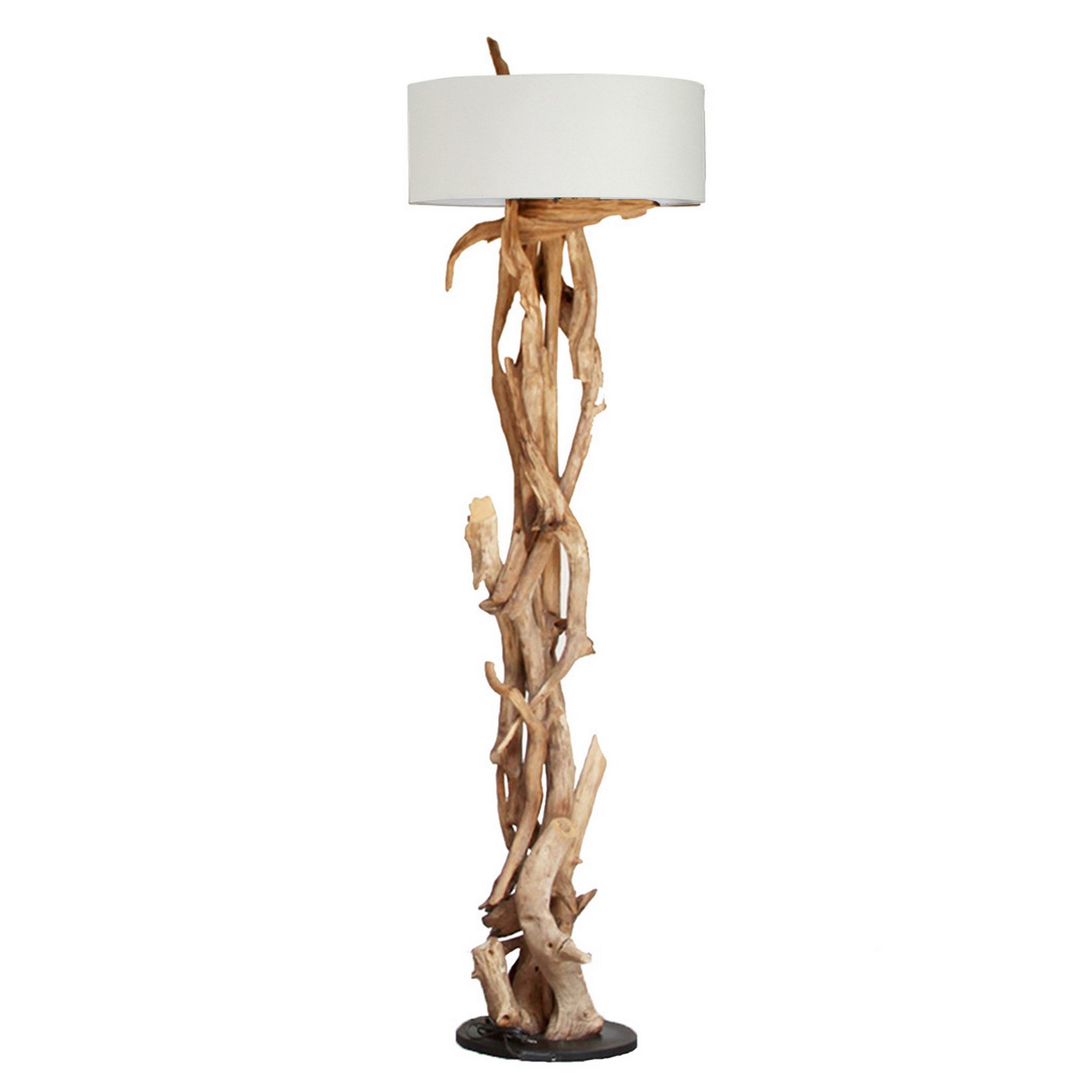 Möbel Bressmer Stehlampe Bluma - Design Holz Lampe, Höhe 180 cm, Handarbeit aus Treibholz, E27, Nachhaltig