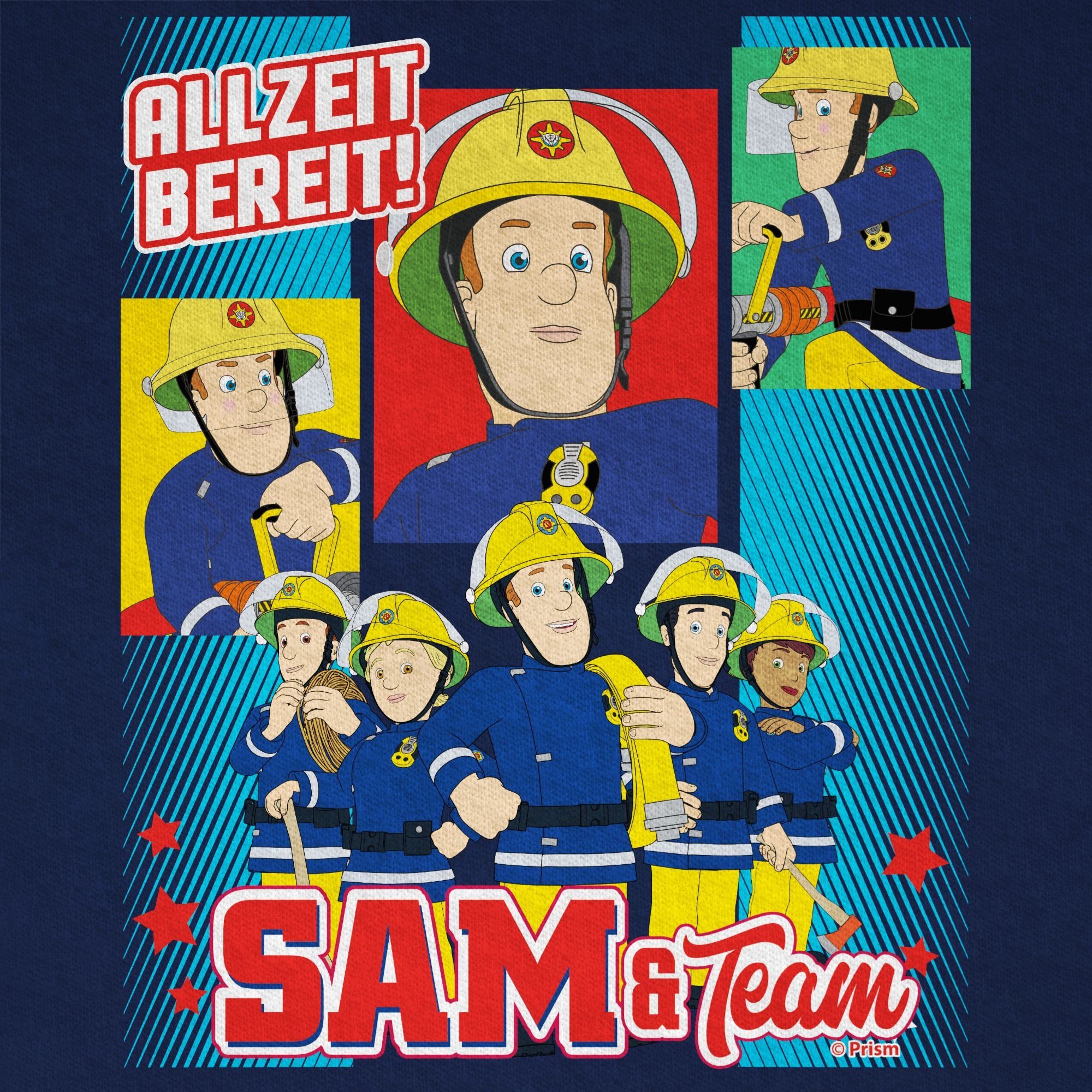 Shirtracer T-Shirt Allzeit bereit! - Sam Dunkelblau Jungen Feuerwehrmann Team 03 Sam &