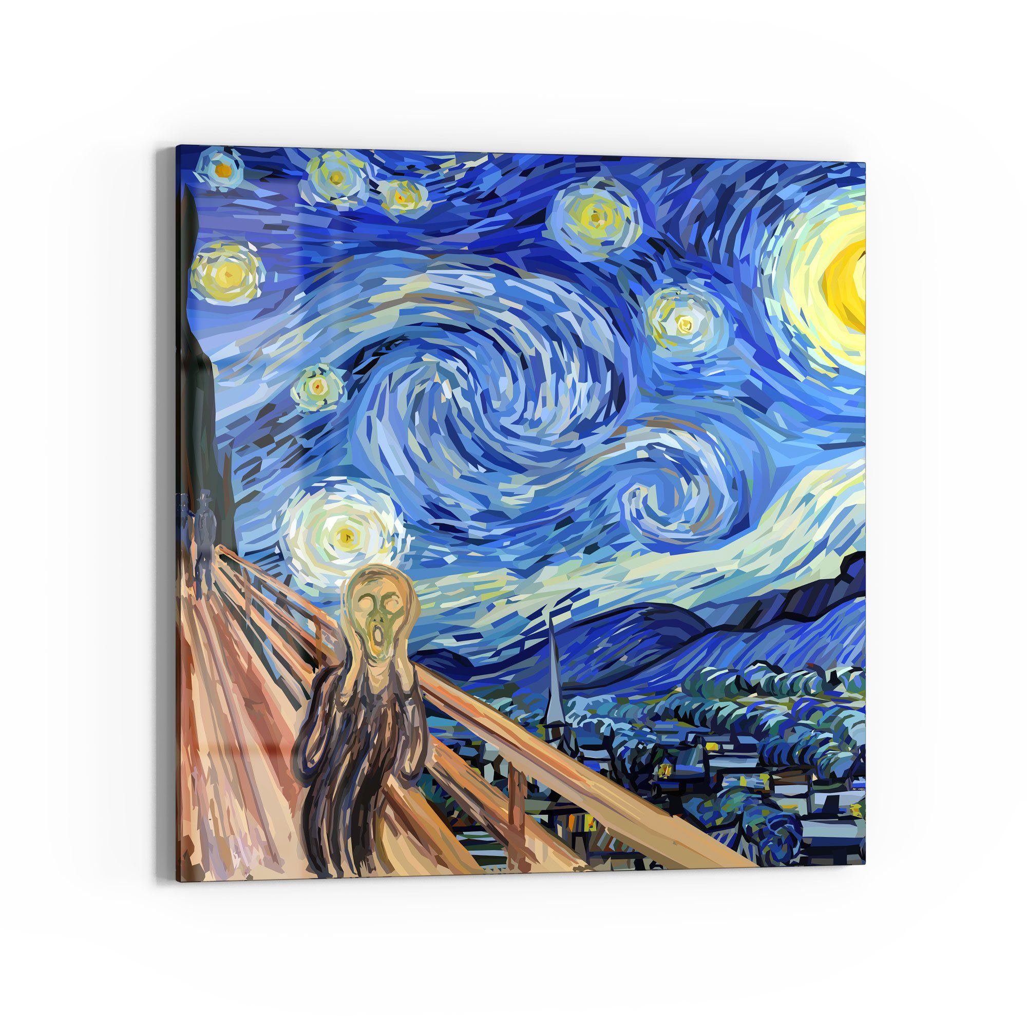 DEQORI Glasbild 'Munch trifft Van Gogh', 'Munch trifft Van Gogh', Glas Wand günstig online kaufen