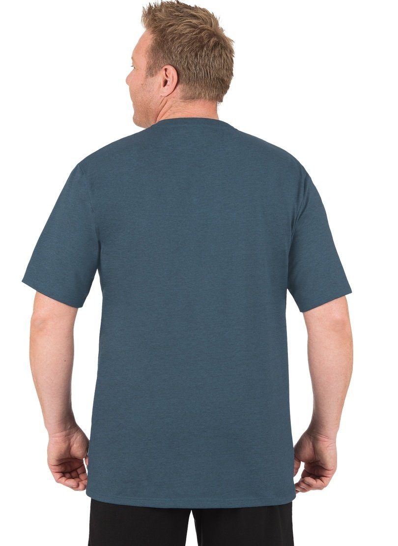 T-Shirt TRIGEMA jeans-melange DELUXE Baumwolle V-Shirt Trigema