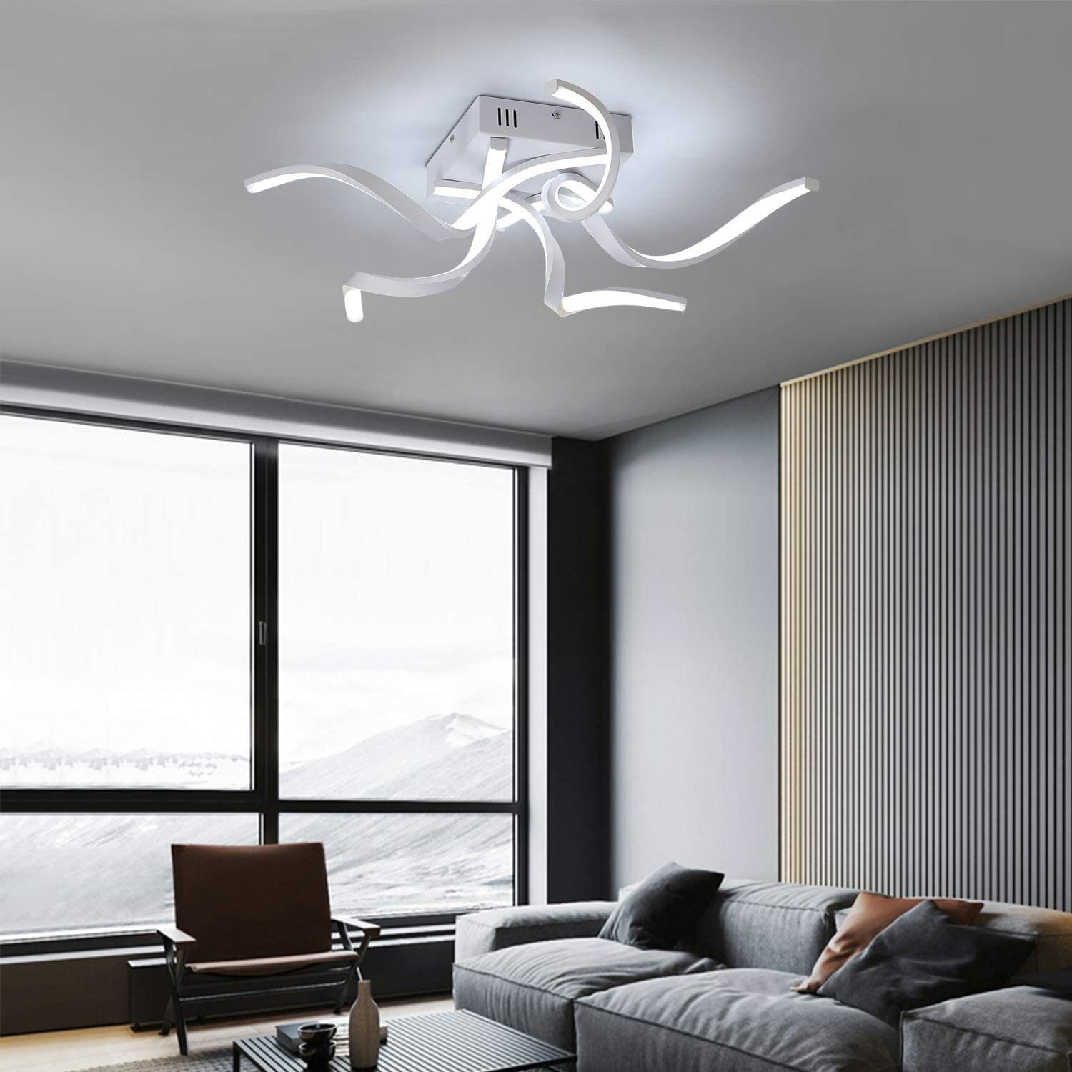 ZMH LED 65CM mit Wellenform Design, Weiß Wohnzimmer Dimmbar Fernbedienung, Deckenleuchte 3000-6000k, Modern fest integriert, LED Kreatives