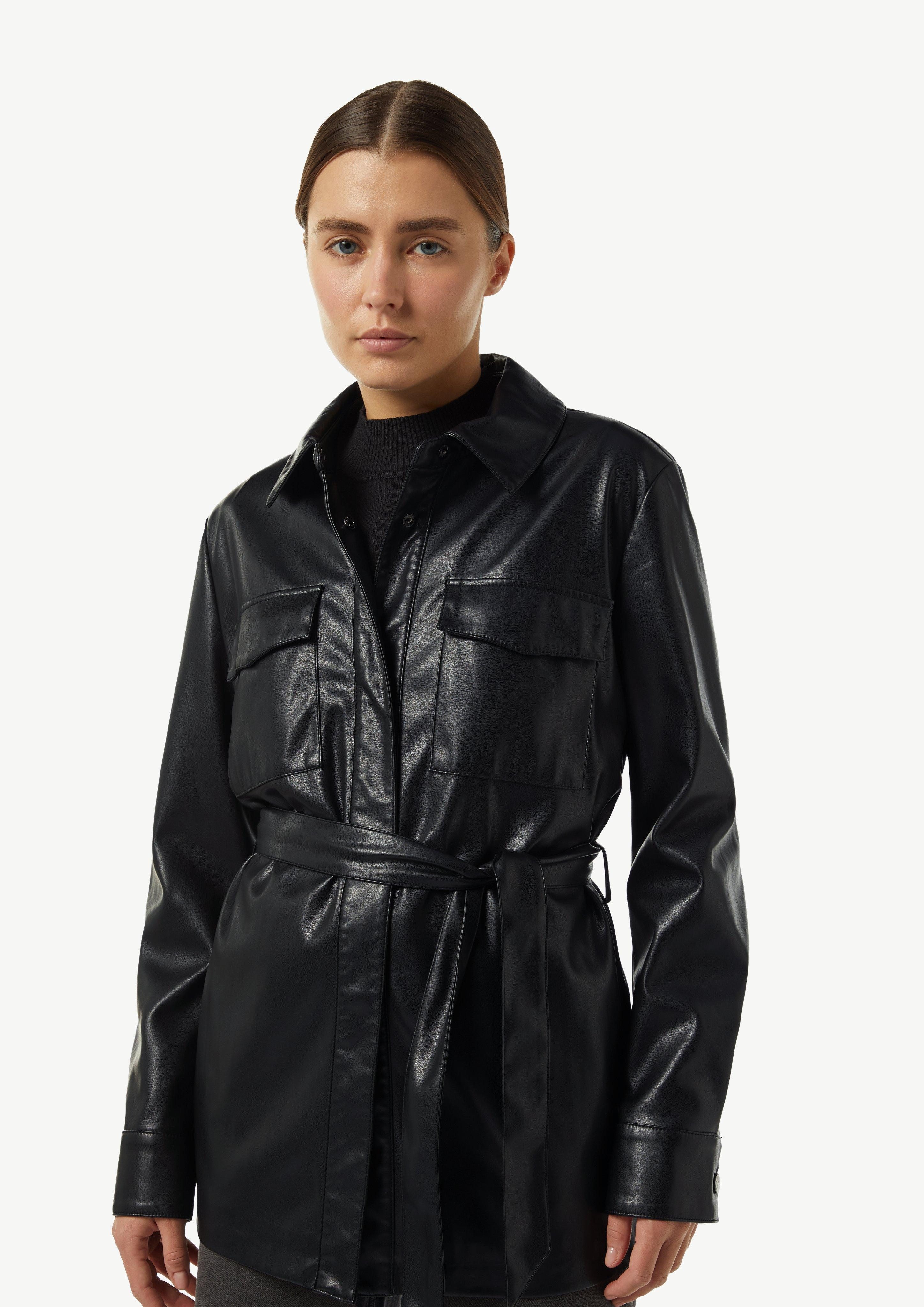 comma Blusenblazer Overshirt in Lederoptik mit günstig online kaufen