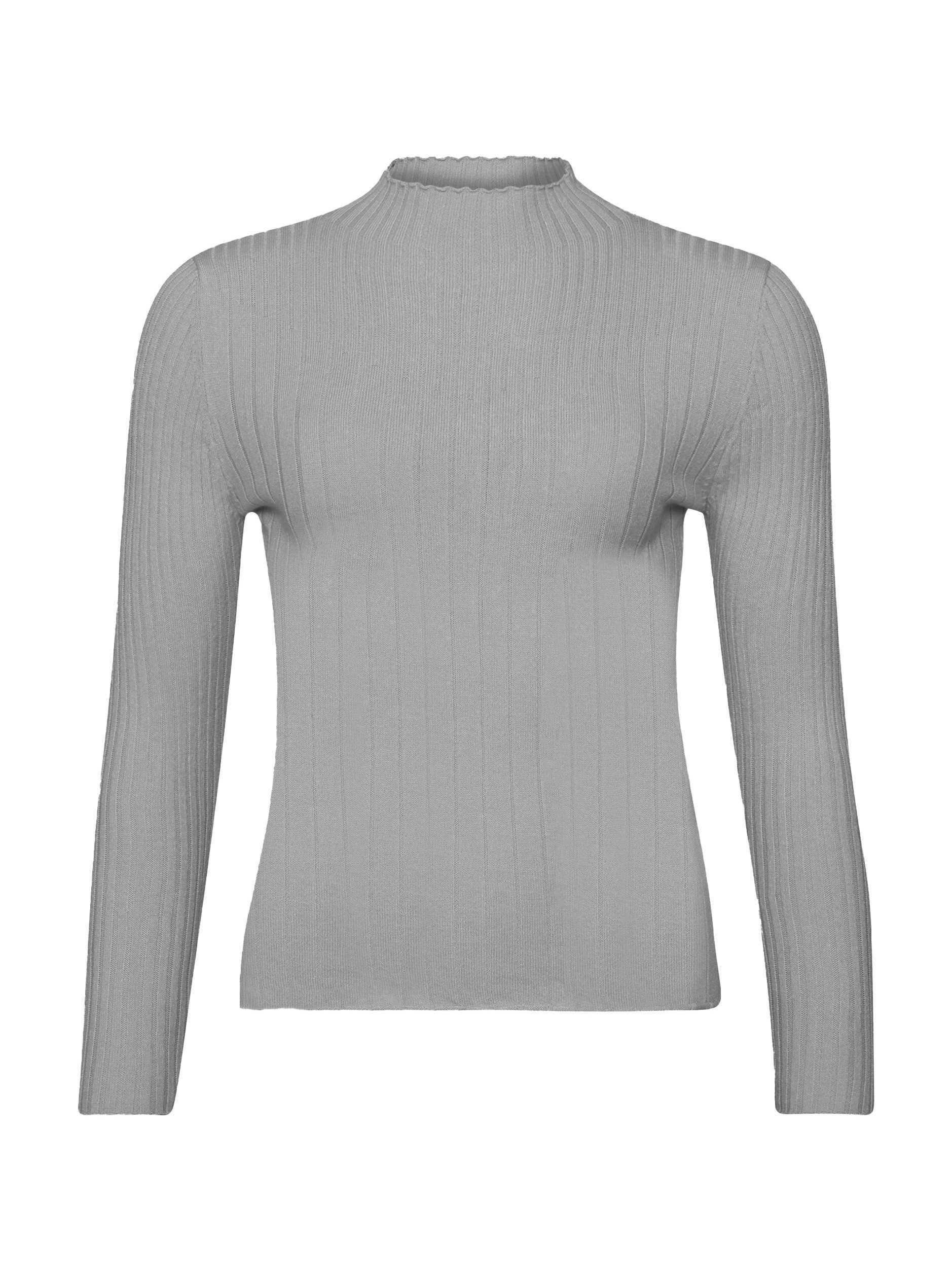 SASSYCLASSY Langarmshirt Rippstrickoberteil mit Stehkragen Damen Figurbeton günstig online kaufen