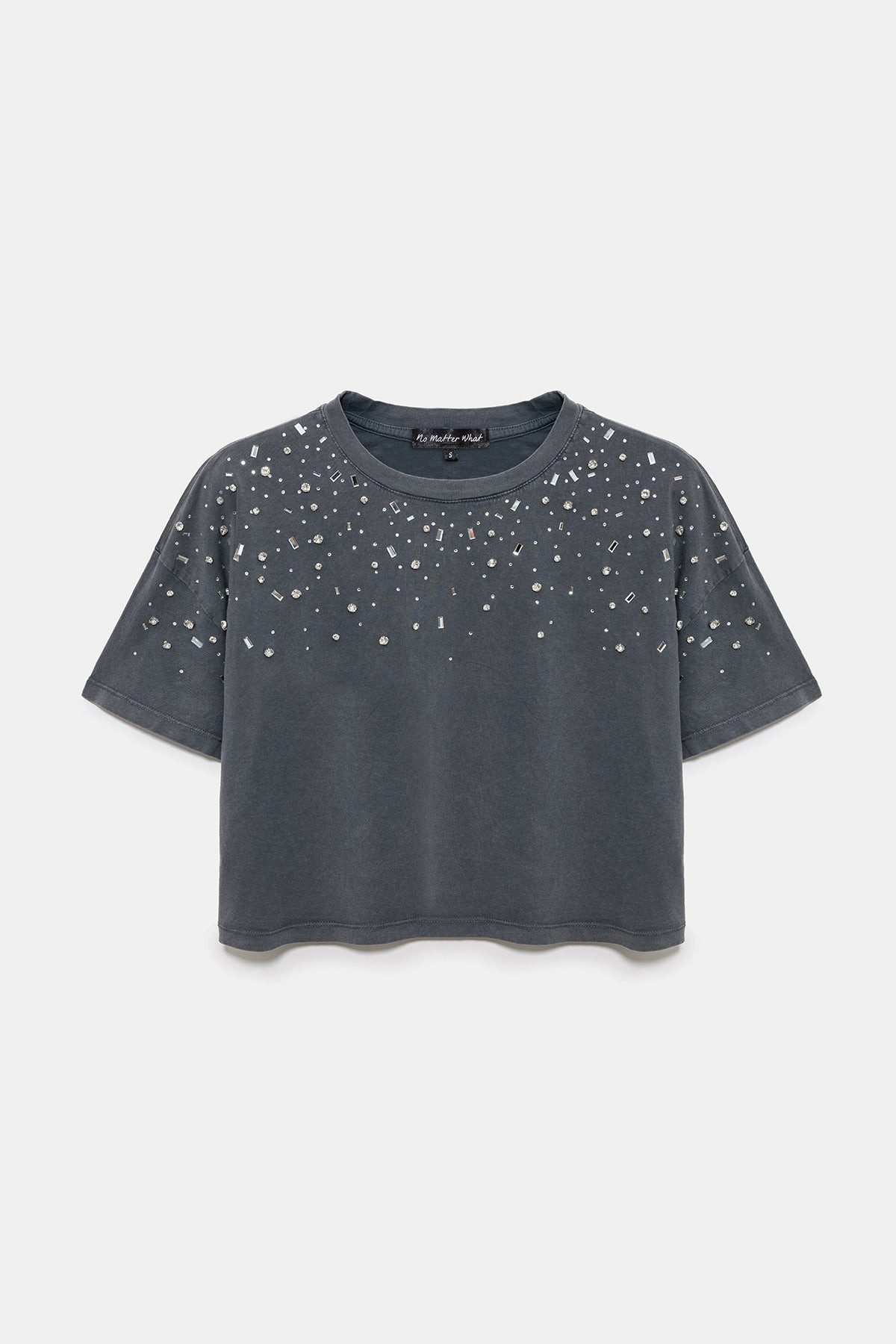 T-Shirt Crop-T-Shirt mit Steinverzierungen