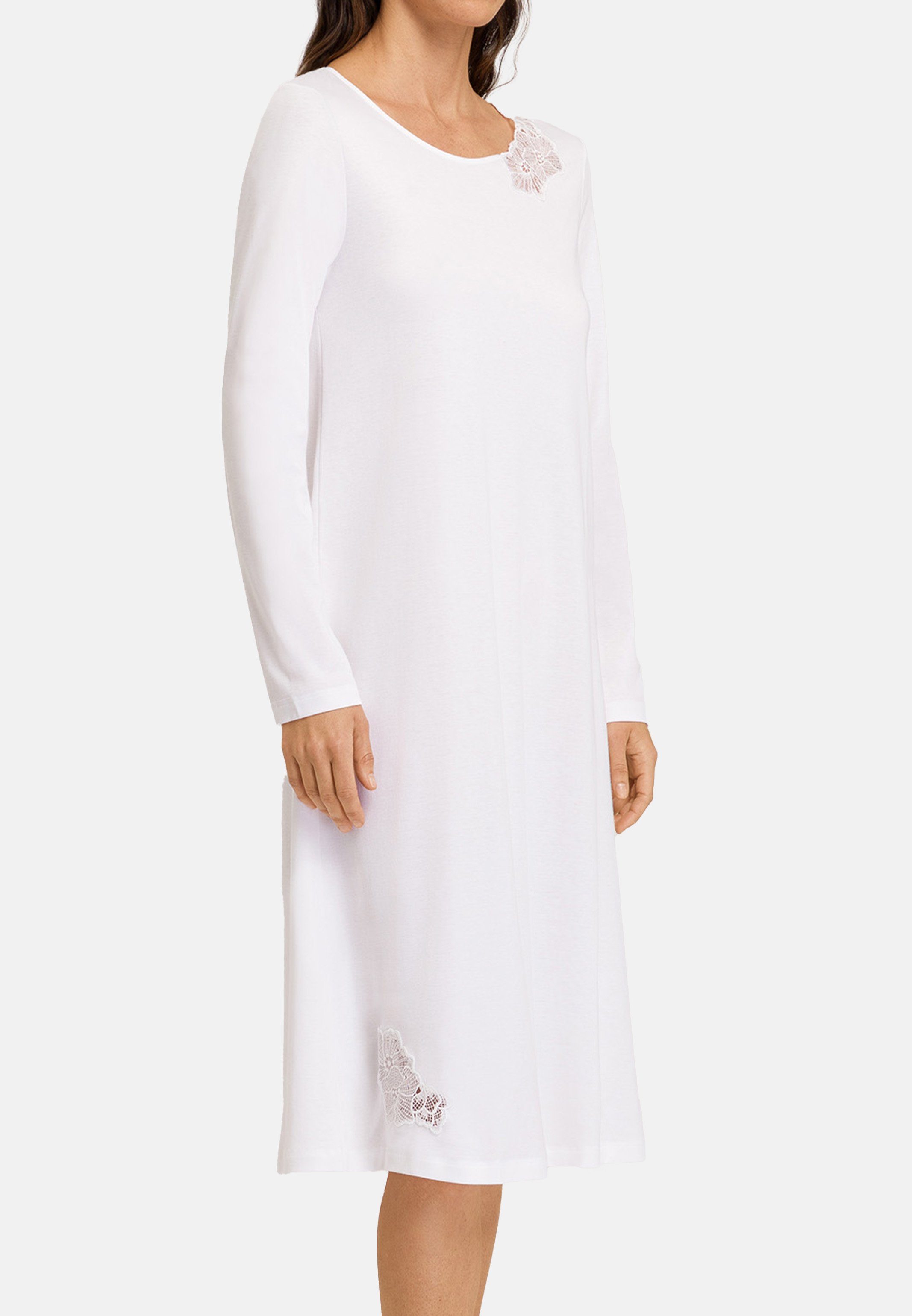 Hanro Nachthemd Naila (1-tlg) Nachthemd - Baumwolle - 110 cm lang mit langen Ärmeln White