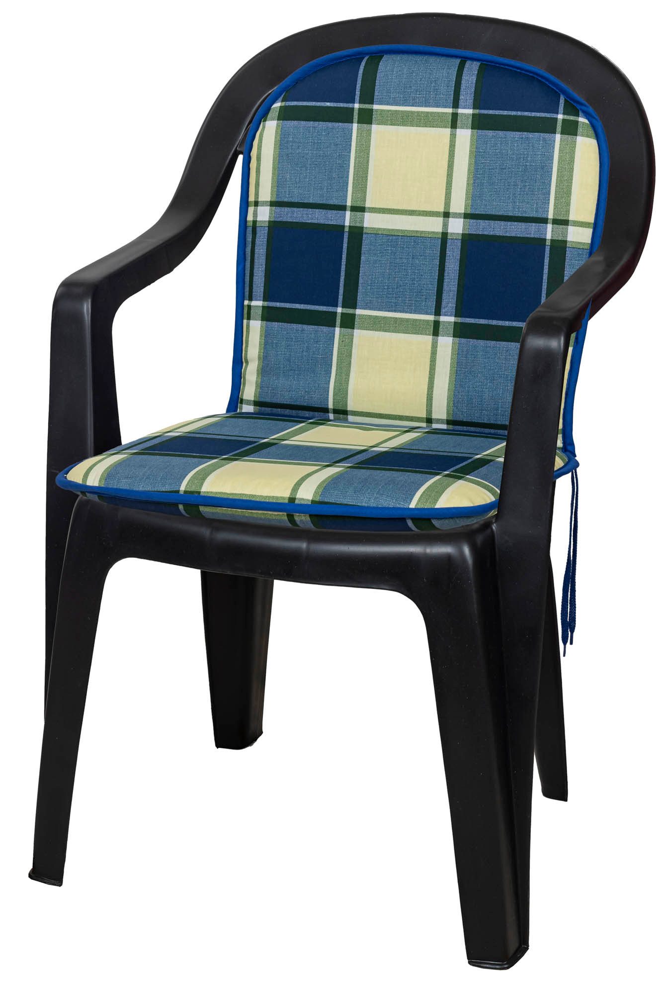 KETTtex Polsterauflage Monoblock niedrig 2163 blau-grün kariert 79x43x3,5 cm KETTtex, (1 St), mit Bindebändern
