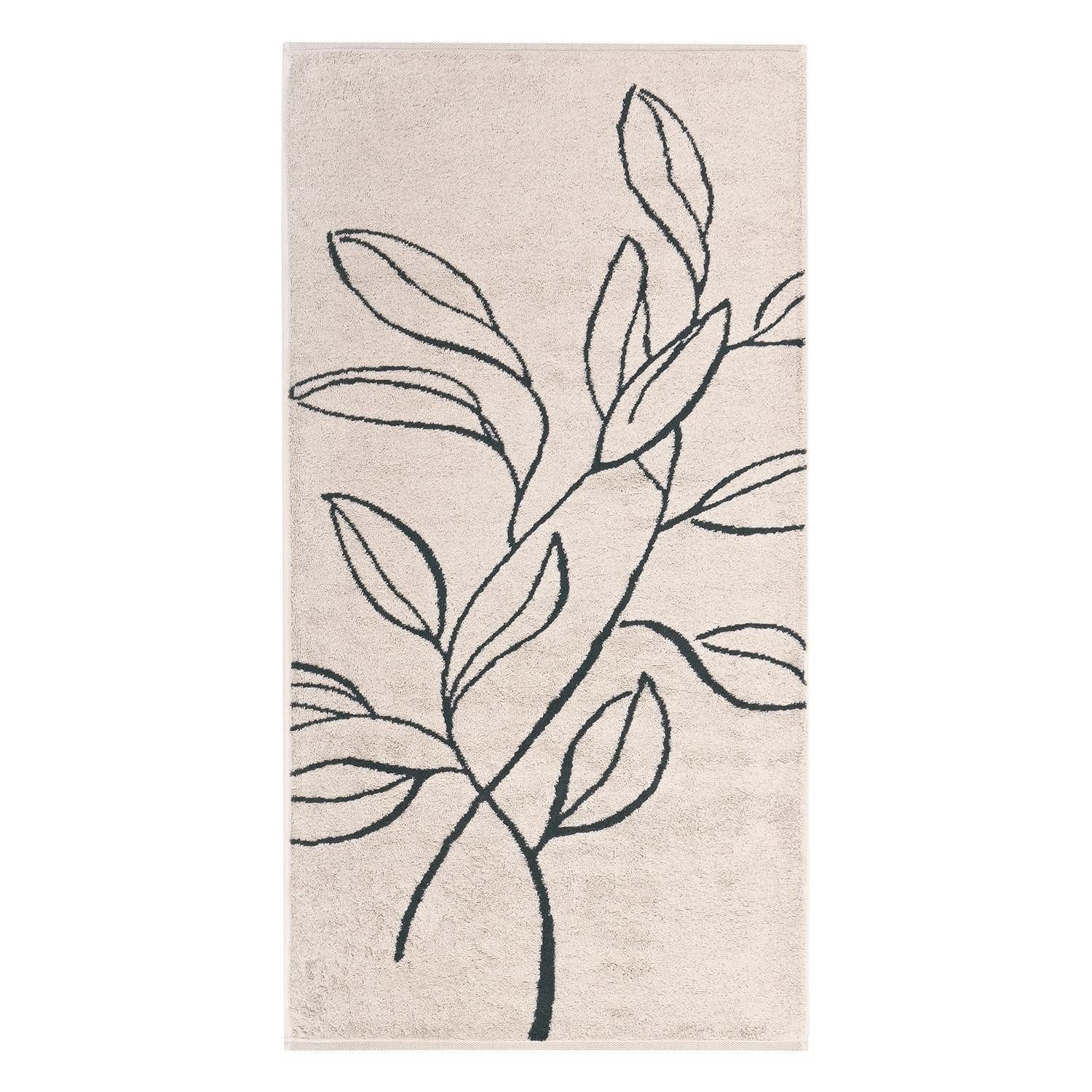 Cawö Handtuch ATELIER, B 50 cm, L 100 cm, Beige, Dunkelgrau, Frottee (1-St), 100 % Baumwolle