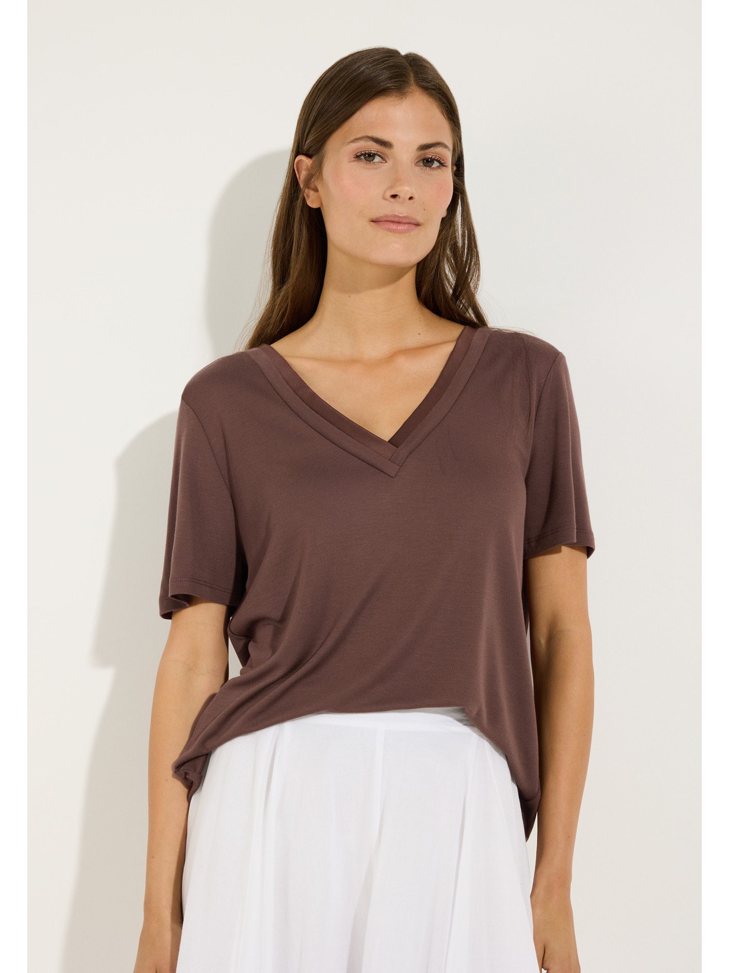 MORE&MORE Kurzarmshirt softes Kurzarmshirt, Satinkante