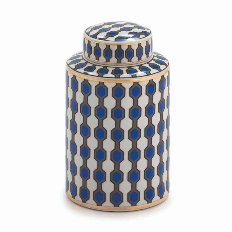 Cosy Home Ideas Tischvase Deckelvase Keramik geometrisch gemustert Ingwertopf (1 Stück, bestehend aus 1 Vase), ausgefallenes geometrisches Muster