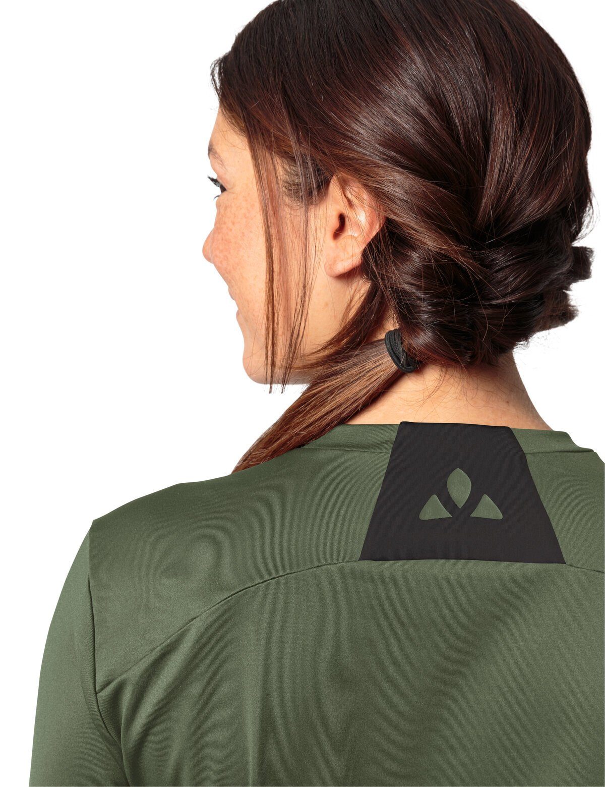 VAUDE Rundhalspullover Women's Qimsa Shape Shirt LS Green (1-tlg) cedar wood Logo