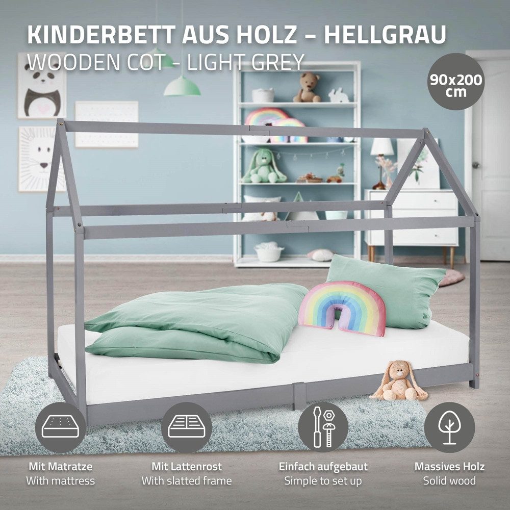 ML-DESIGN Spielbett Hausbett Kinderbett inkl. Lattenrost günstig online kaufen