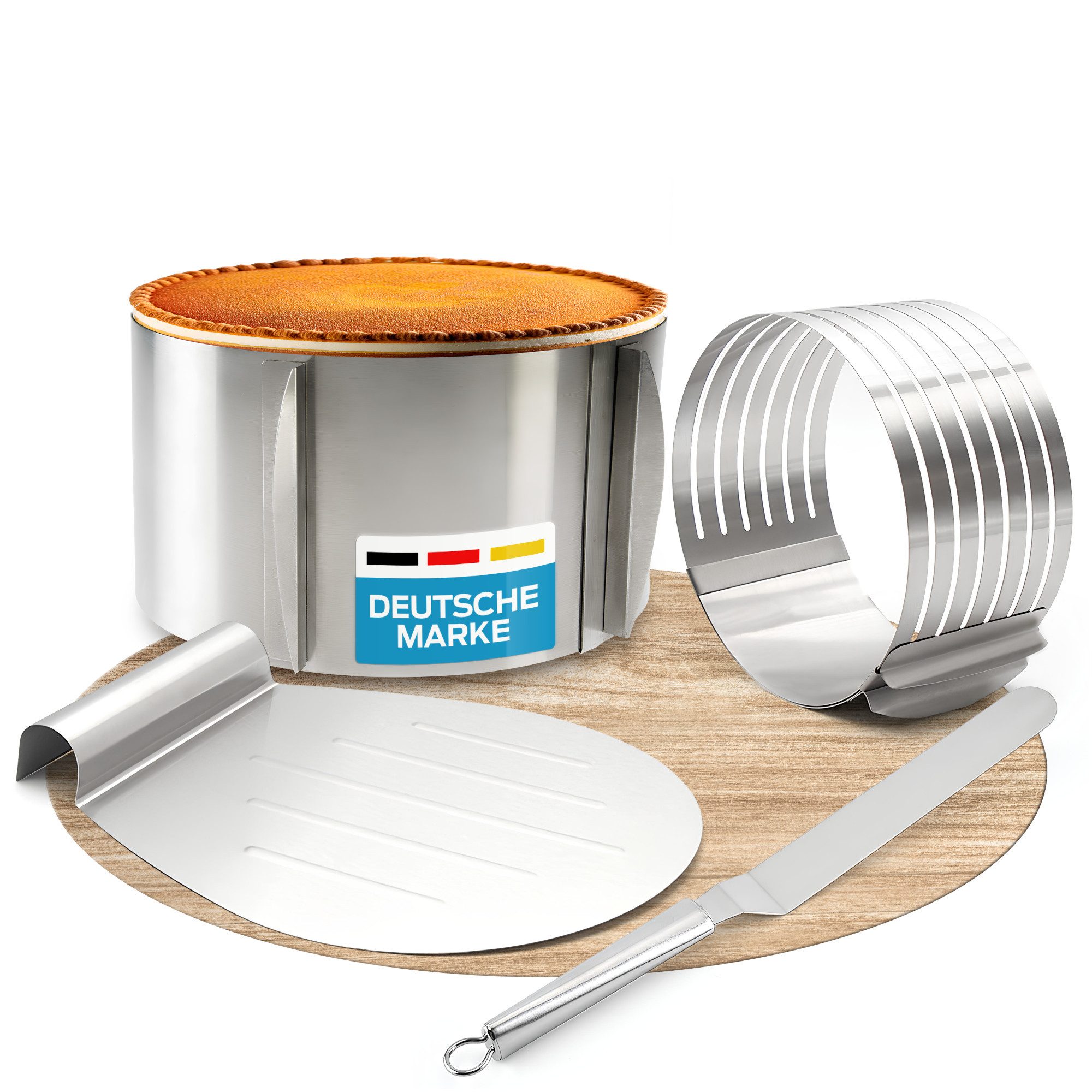 Smart-Planet Tortenring Tortenring Smart-Planet Set 4-teilig mit verstellbarem Backring hoch, 4, Edelstahl, rund