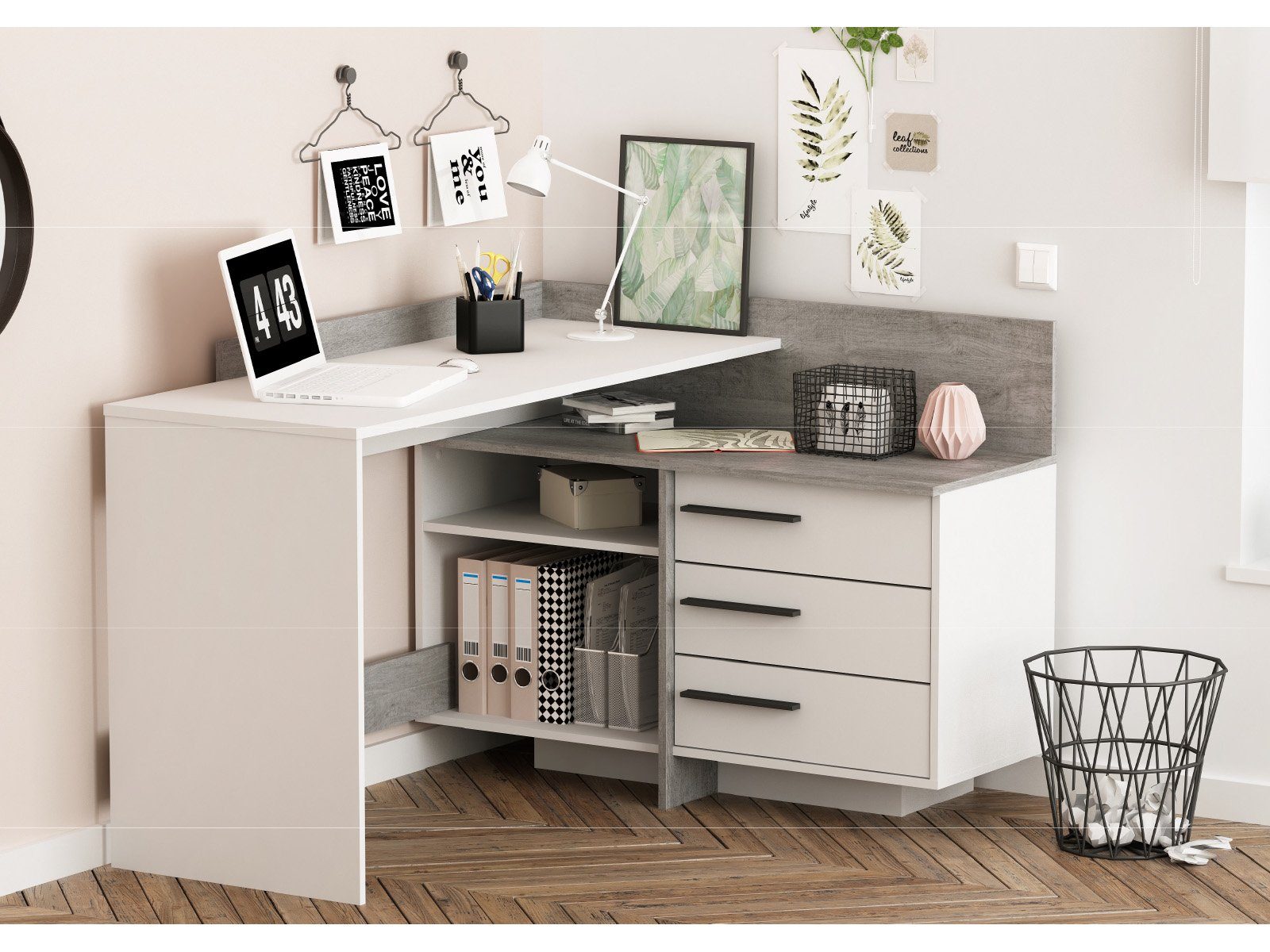 PREISBRECHER Eckschreibtisch Thales, 128,8 x 83,2 x 105,7 cm (B/H/T) günstig online kaufen