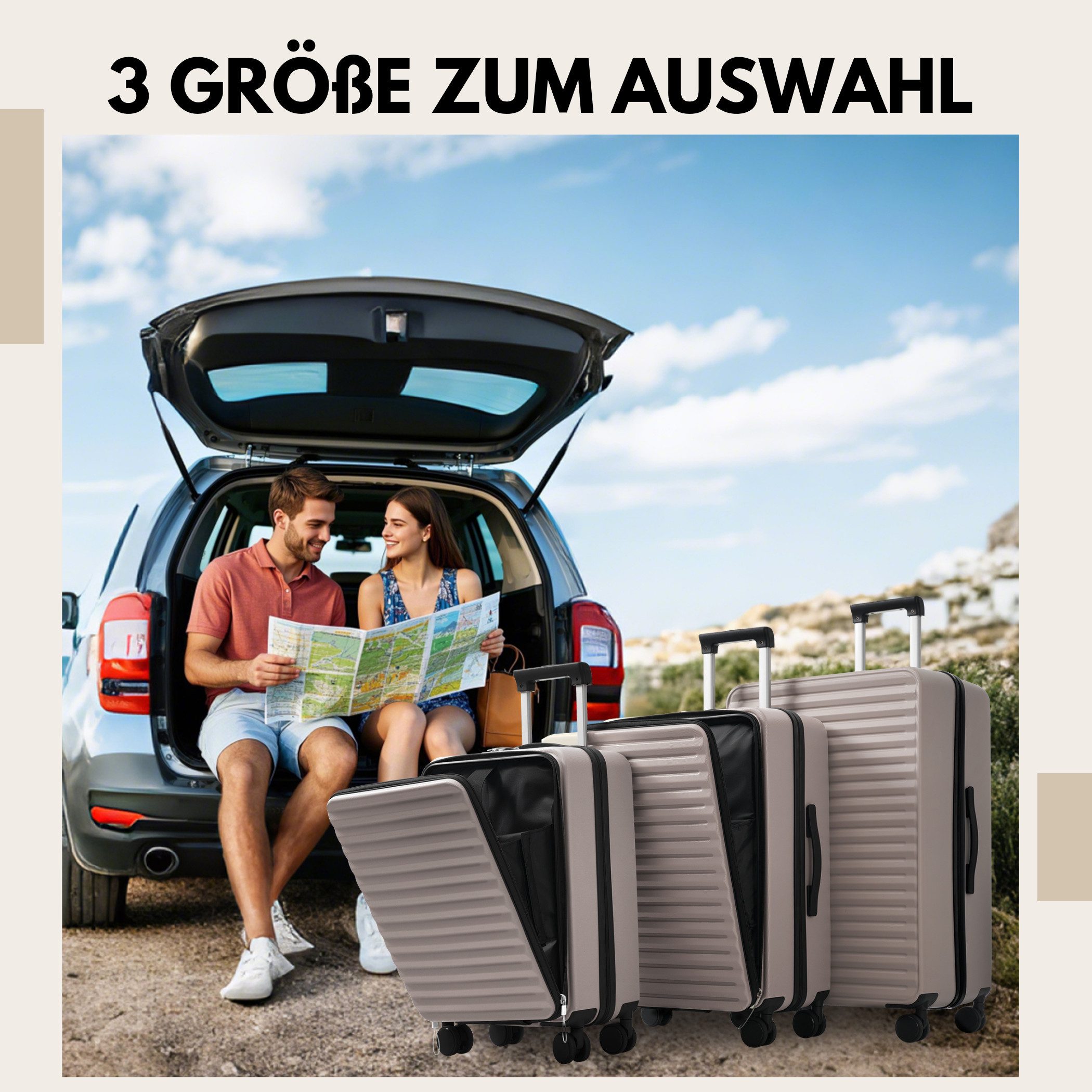 SeedWave Trolleyset 3er-Set Hartschalenkoffer TSA Reisekoffer günstig online kaufen