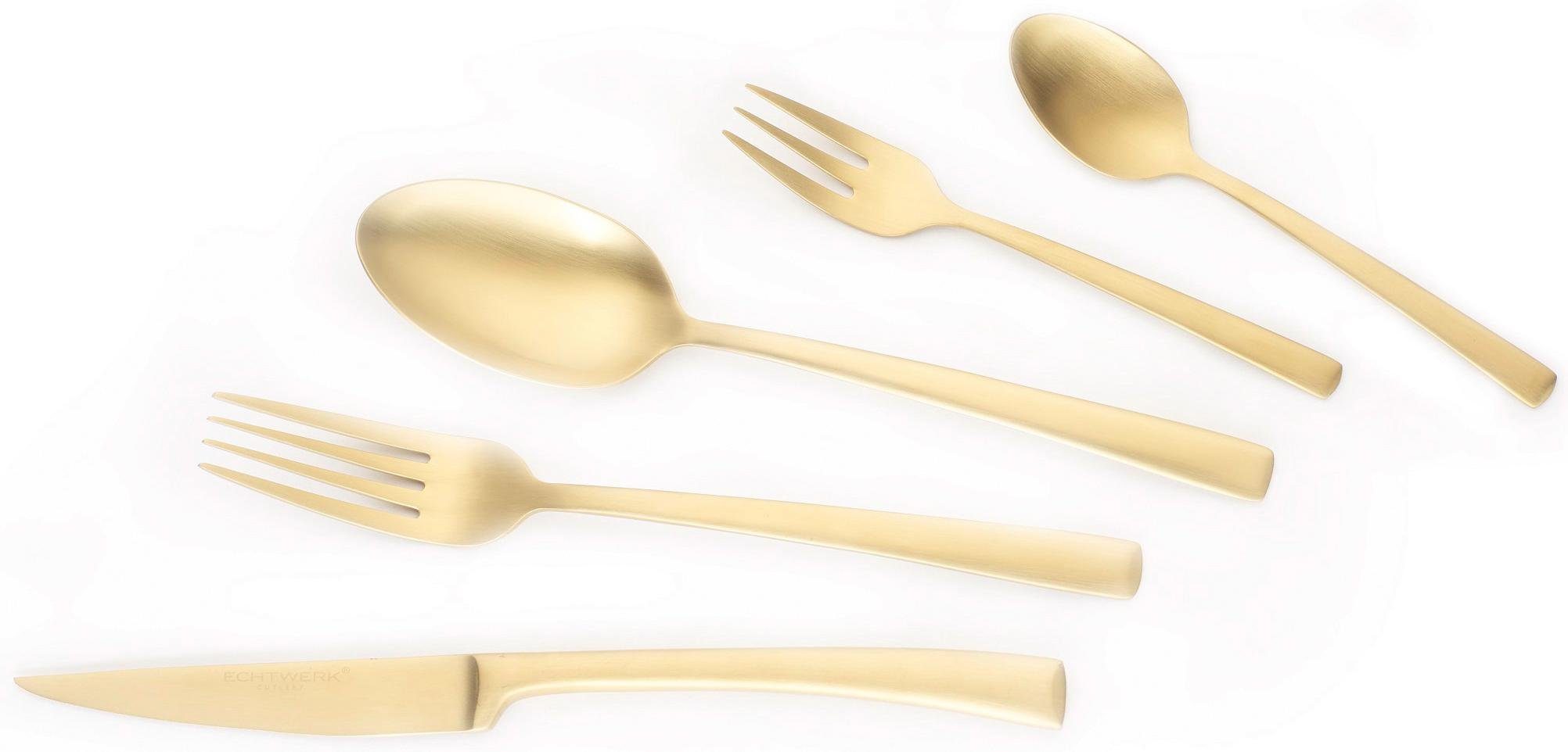 ECHTWERK Besteck-Set Avelino (30-tlg), 6 Personen, Edelstahl 18/10, Tafelbesteck, goldfarben, Geschenkkassette. Reduzierter Preis € 55,60. Unverbindliche Preisempfehlung € 129,95