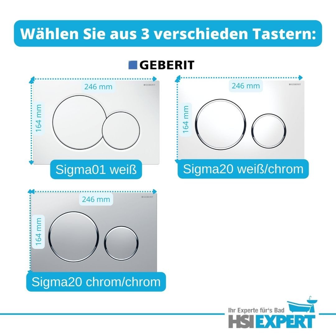 HGMBAD Vorwandelement WC Geberit Spülkasten WC Betätigungsplatte Sigma01, Spar-Set