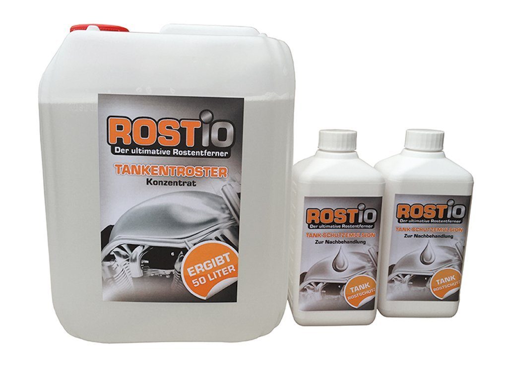 Rostio Tankentroster Set - 5 Liter Konzentrat + 2x500ml Schutzemulsion Rostentferner