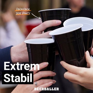 BeerBaller Becher BeerBaller® Black Cups - 25 schwarze Beerpong Becher & 3 Bälle als Set, 16oz/473ml