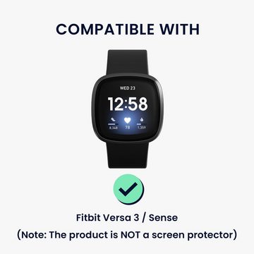 kwmobile Smartwatch-Hülle 2x Kunststoff Hülle für Fitbit Versa 3 / Sense, Schutzrahmen - Glitzer Schutzhülle in Schwarz Rosegold
