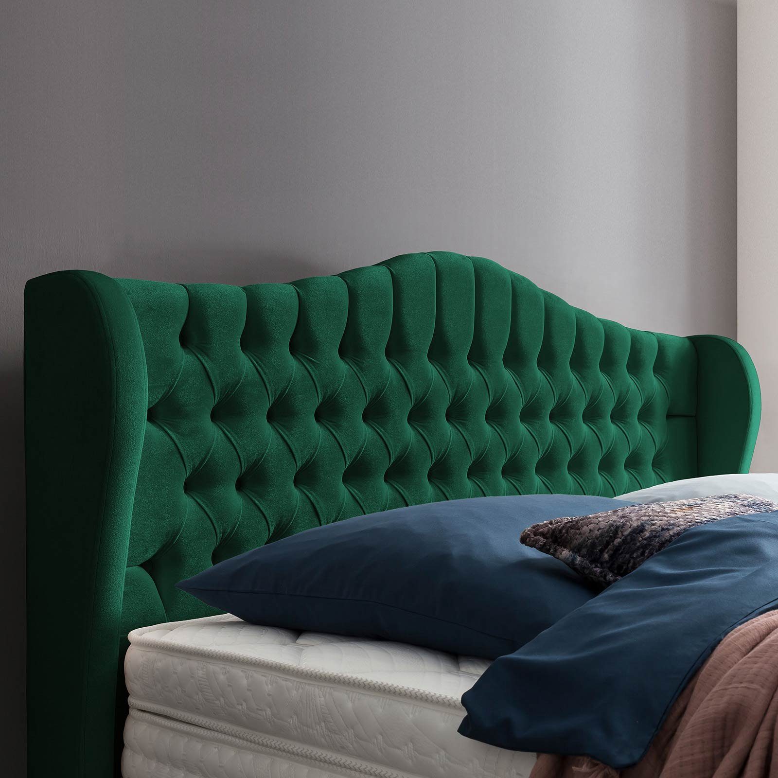 BettCo Boxspringbett Maison (in Smaragd Samt, günstig online kaufen