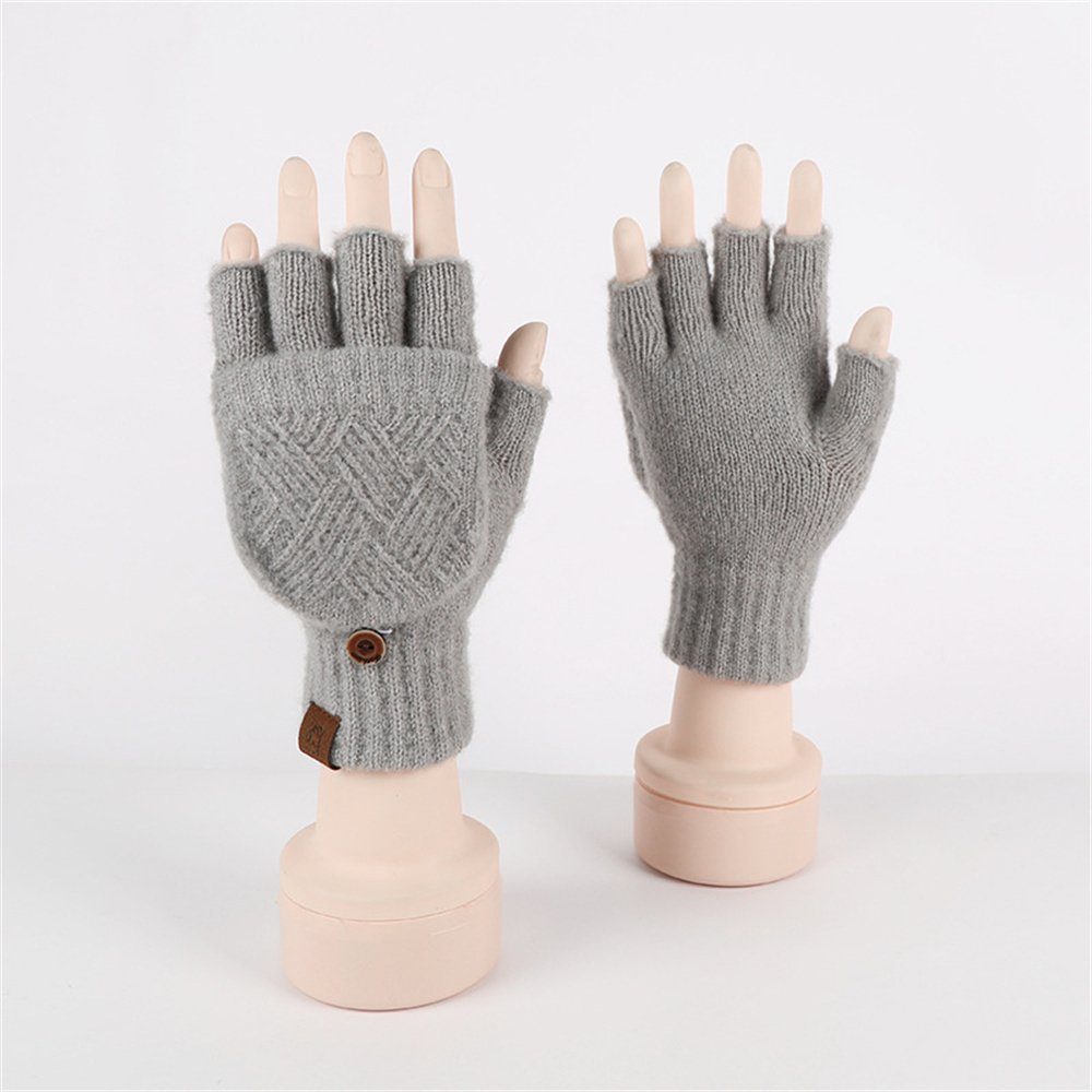 die Handschuhe Erwachsene halben Strickhandschuhe Handschuhe,Winterhandschuhe Fingern,Grau für Warme gegen LYDMN Kälte mit