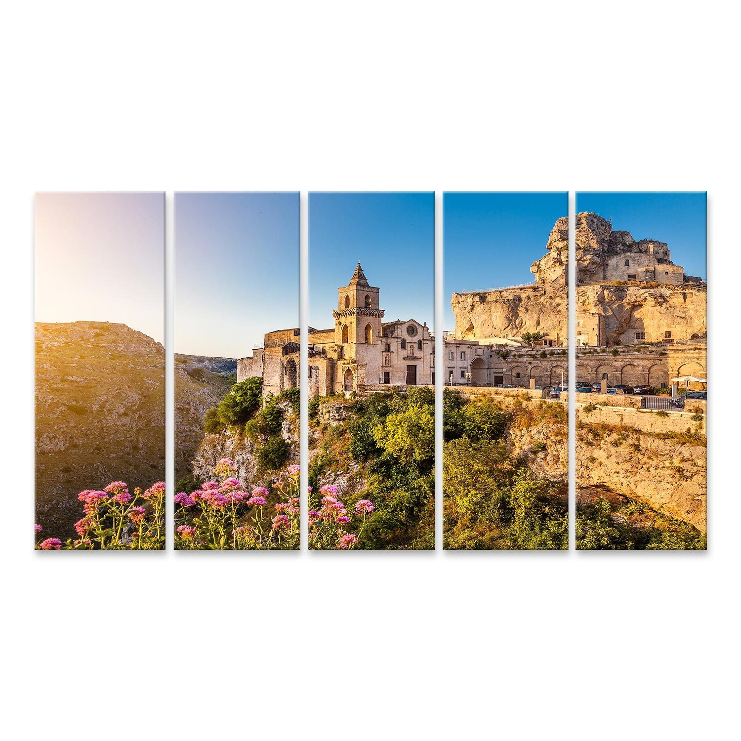 Leinwandbild Bild auf Leinwand Antike Stadt Matera Bei Sonnenaufgang Basilikata Süd