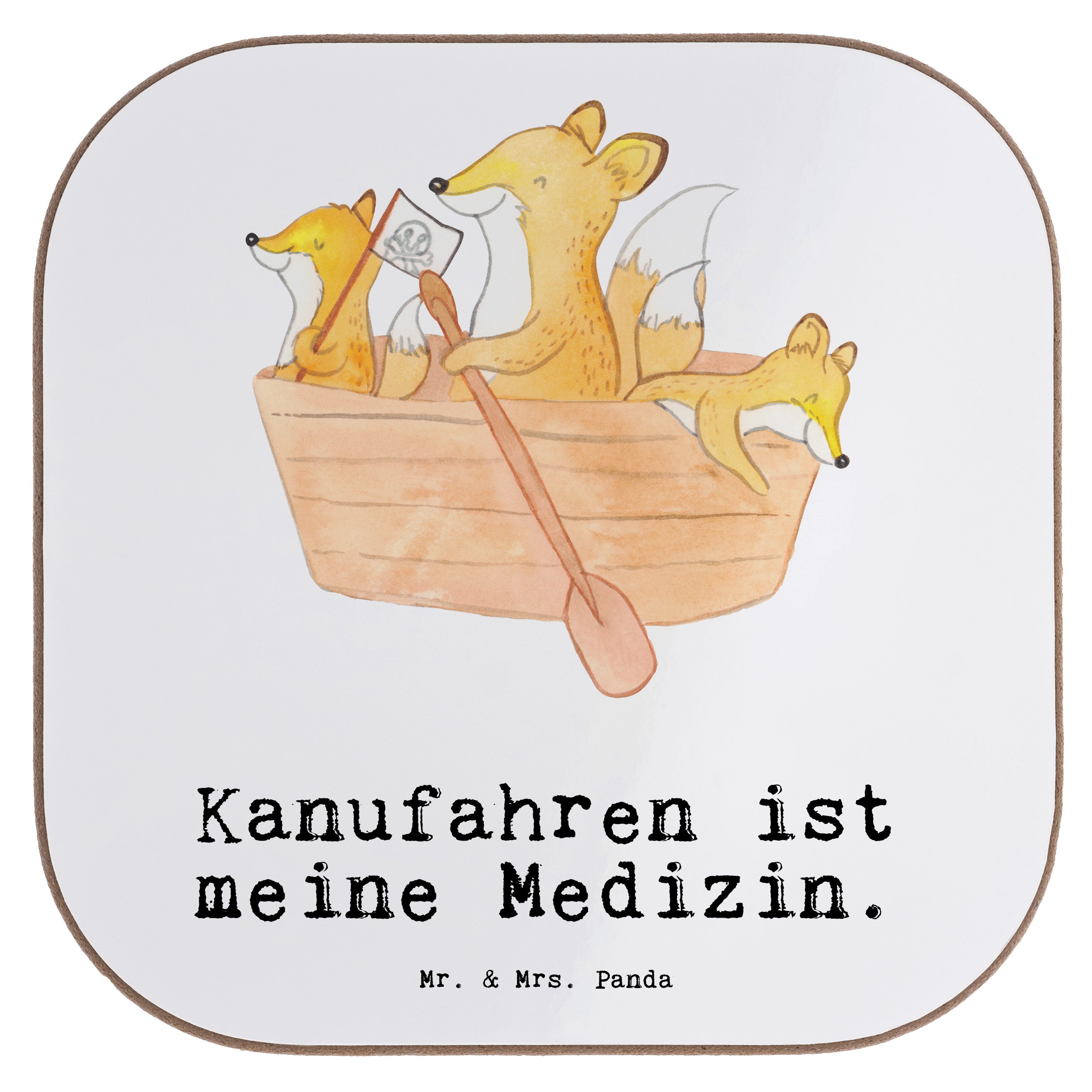 Mr. & Mrs. Panda Getränkeuntersetzer Bär Kanufahren Medizin - Weiß - Geschenk, Danke, Bierdeckel, Sportler, 1-tlg.