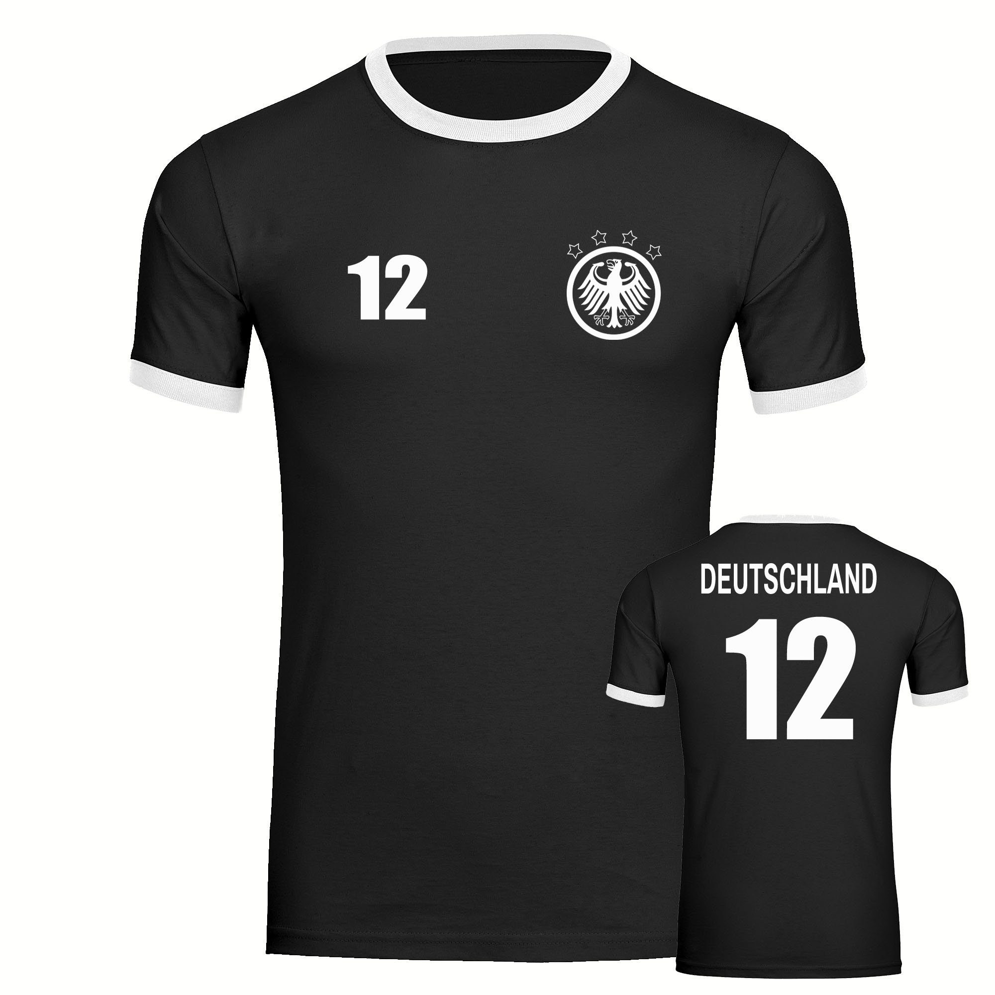 multifanshop T-Shirt Kontrast Deutschland - Adler Retro Trikot 12 - Männer
