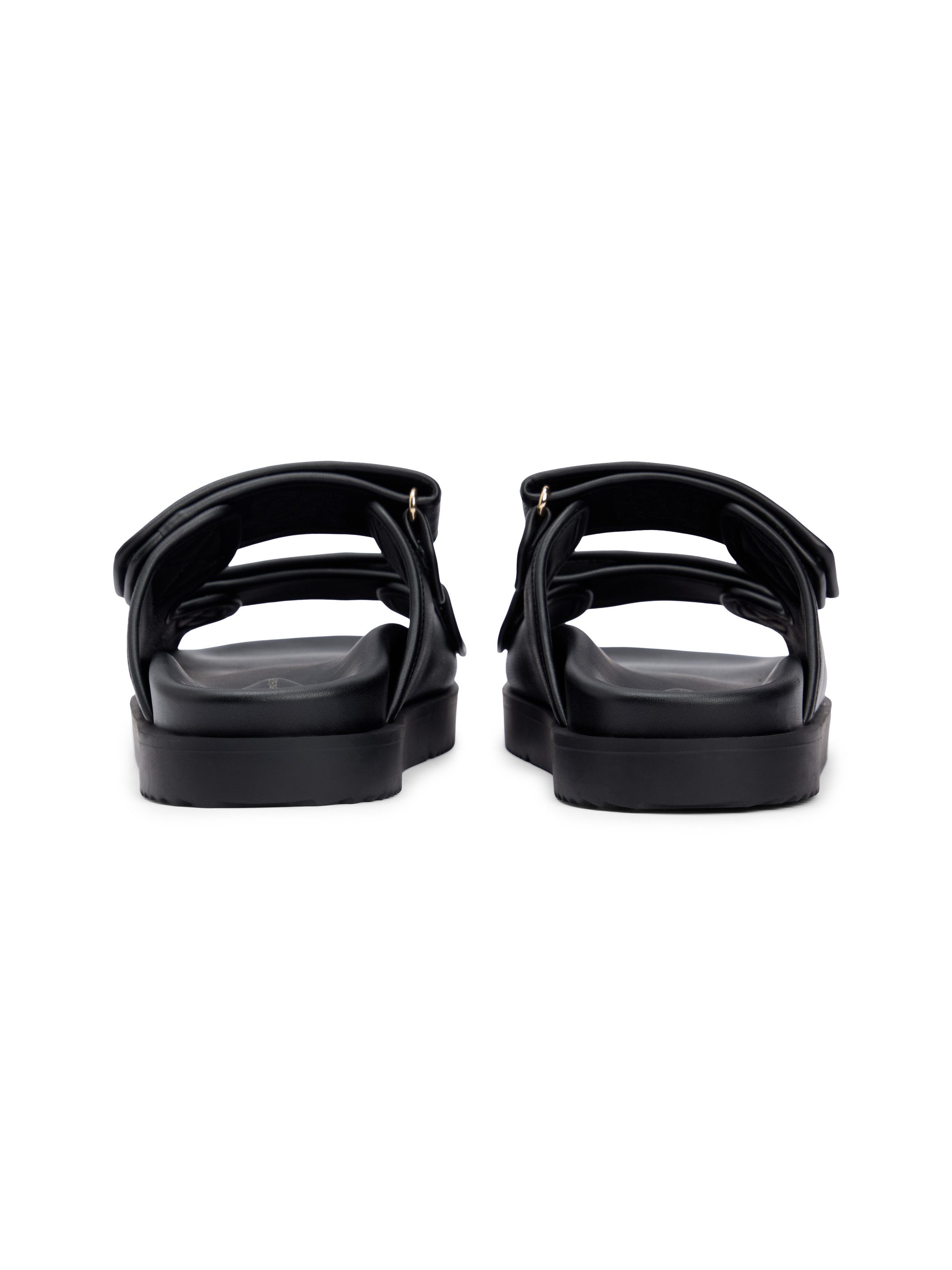 Tommy Hilfiger DOUBLE STRAP LEATHER SANDAL Pantolette Plateau, Sommerschuh, Schlupfschuh mit zwei Klettverschlüssen