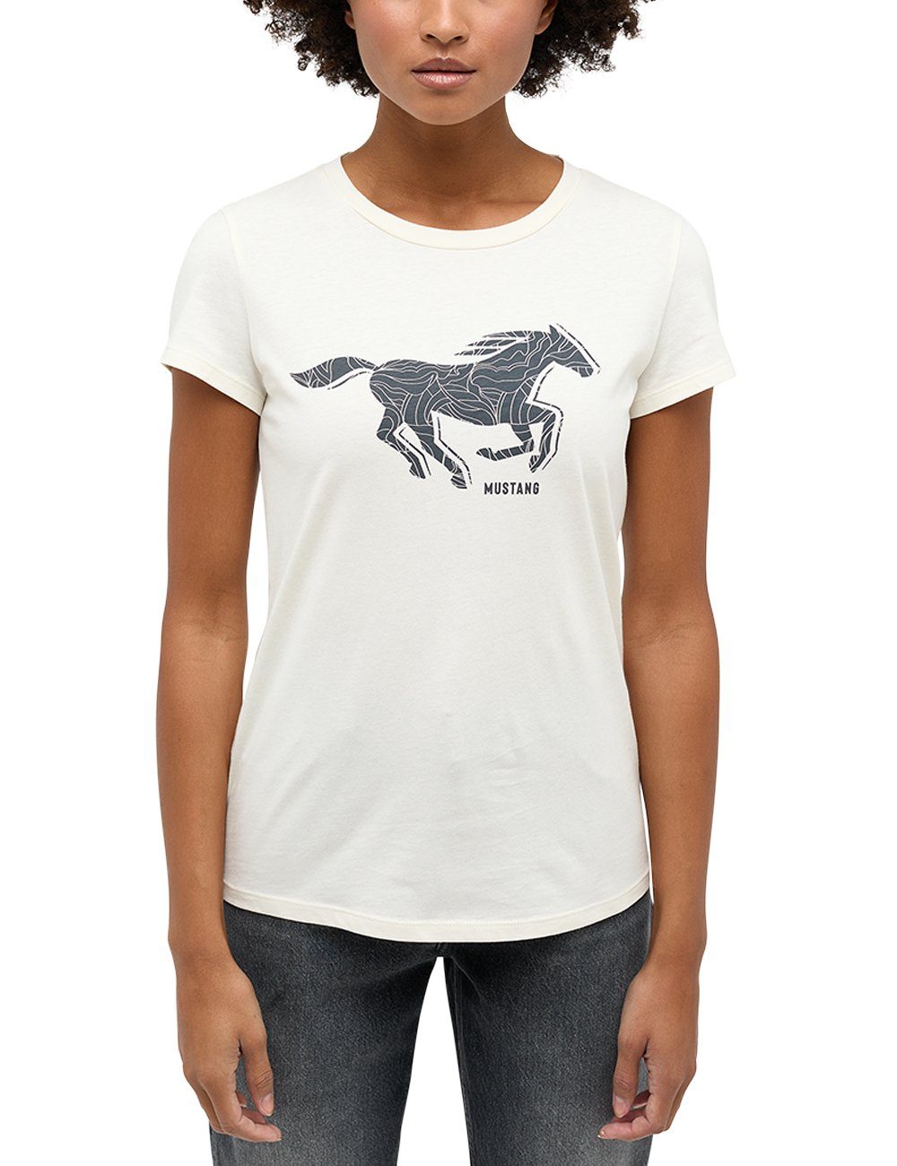 Print-Shirt Mustang T-Shirt offwhite MUSTANG Kurzarmshirt