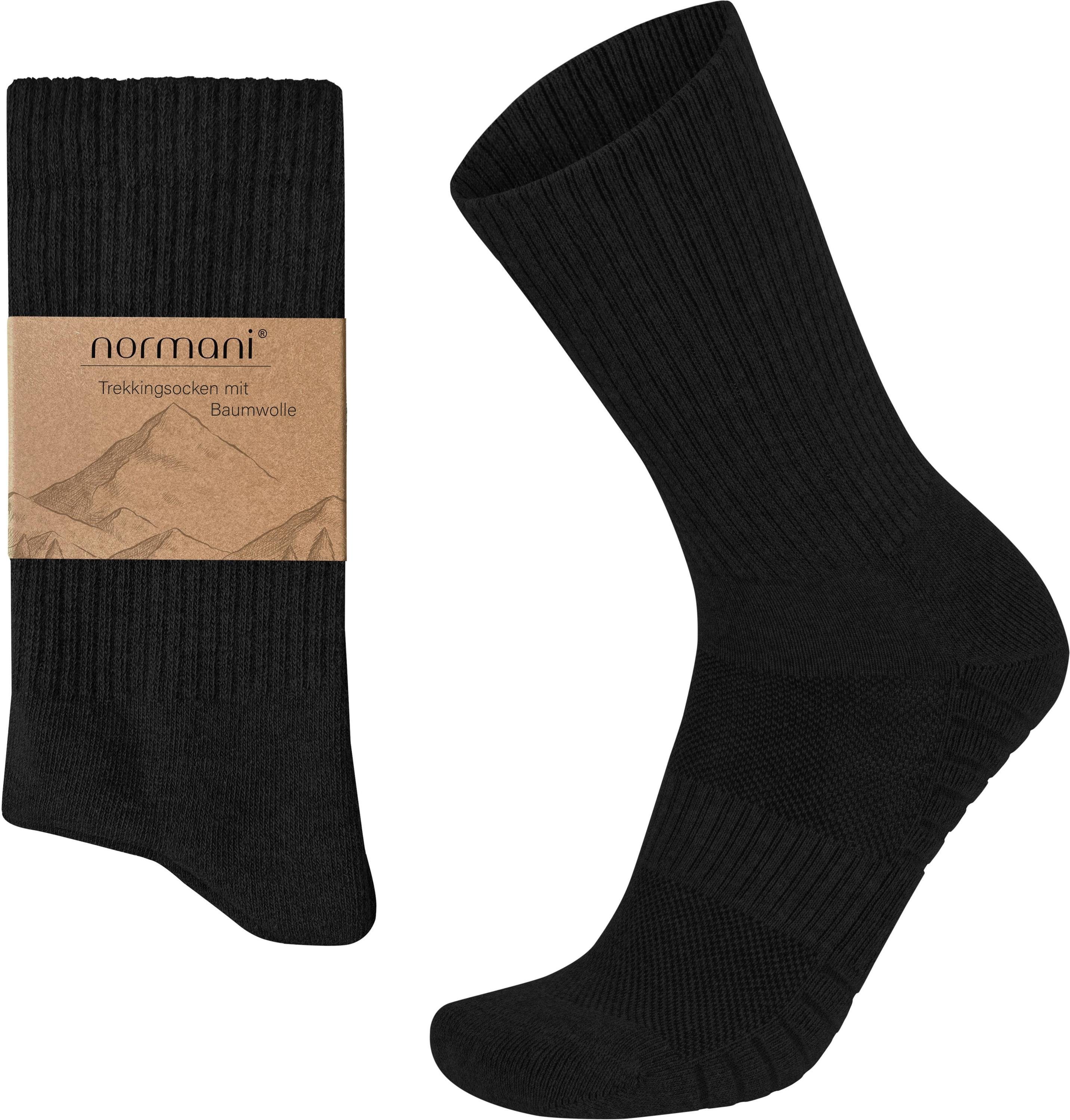 (4er-Set, normani Wolle Schwarz Wandersocken Trekkingsocken Gepolsterte 4 Paar) -Atmungsaktiv aus