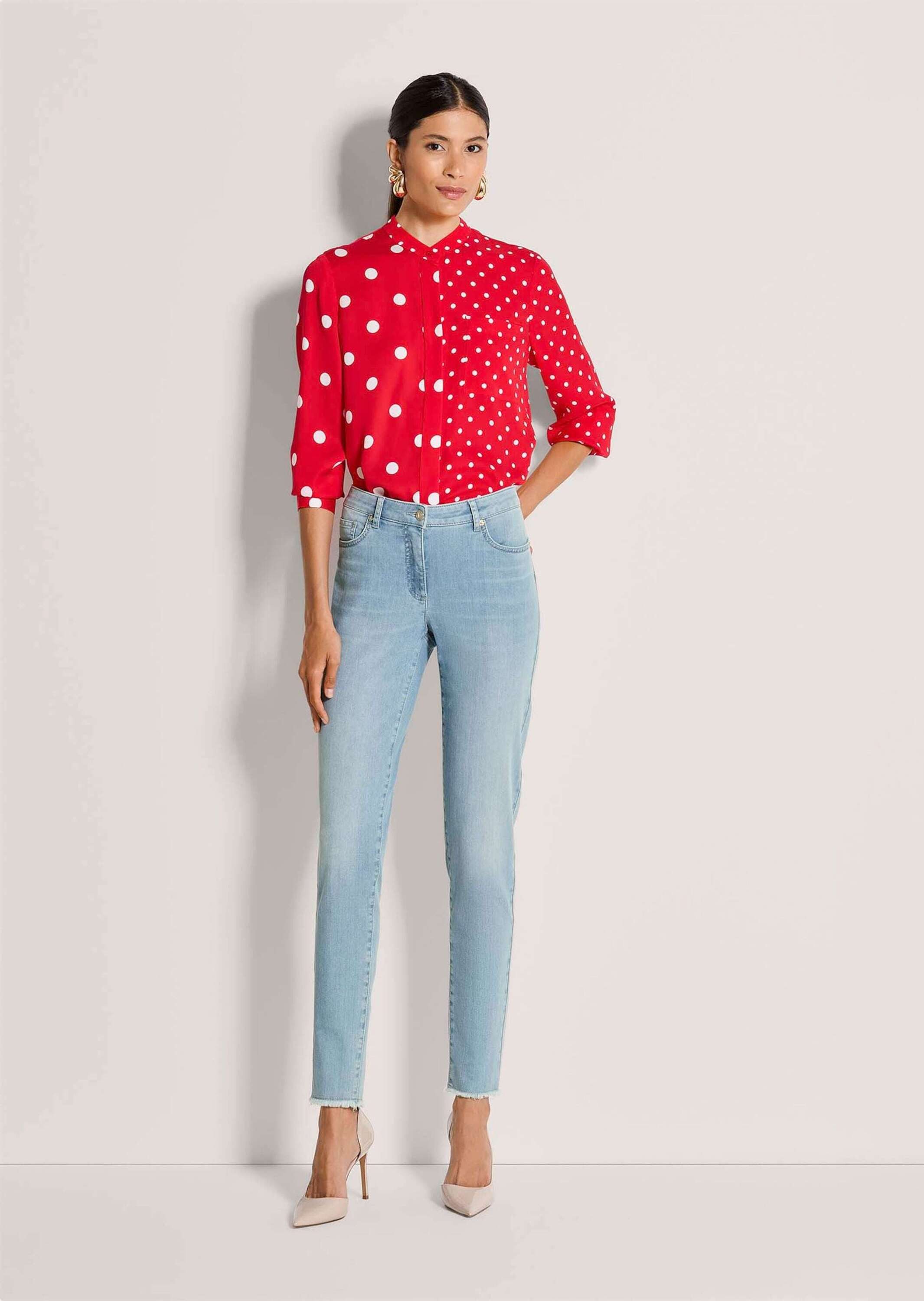 MADELEINE Gerade Jeans Skinnyjeans mit Formbund 5-Pocket-Hose mit Gürtelschlaufen, Taschen und Knöchellänge