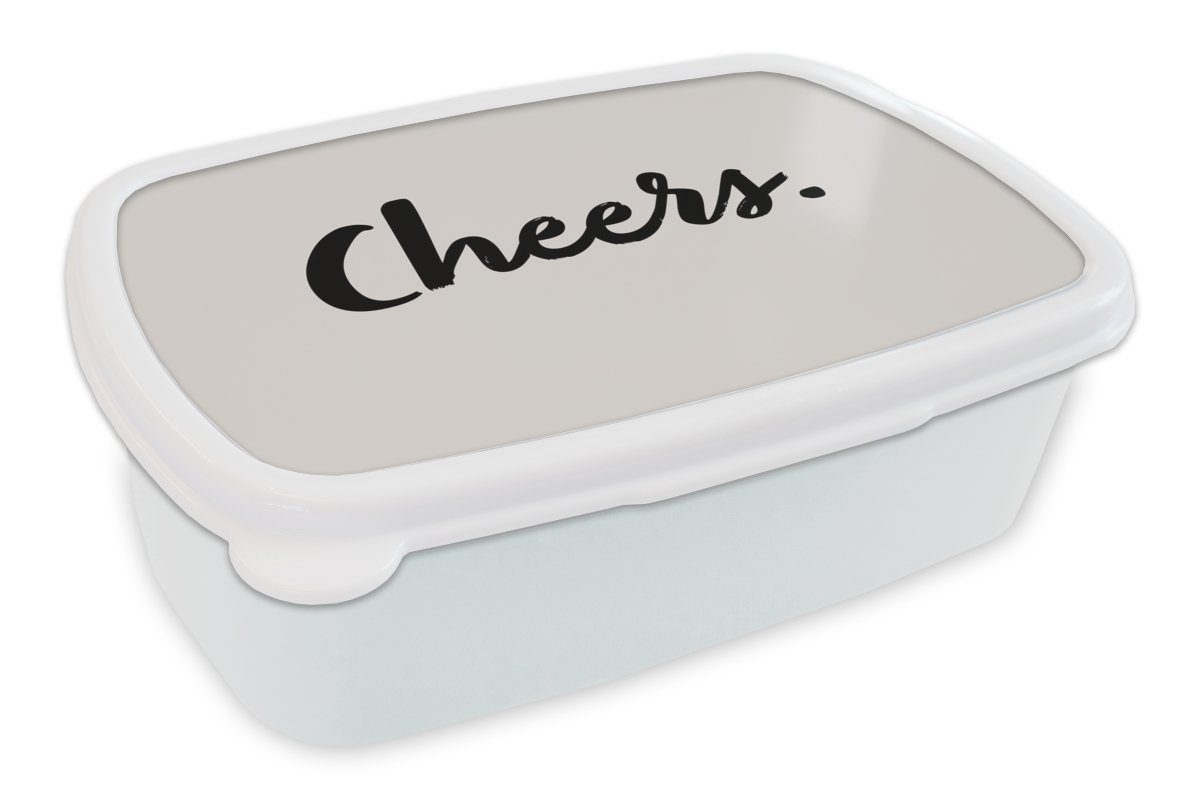 MuchoWow Lunchbox Zitate - Trinken - Prost - Sprichwörter, Kunststoff, (2-tlg), Brotbox für Kinder und Erwachsene, Brotdose, für Jungs und Mädchen weiß